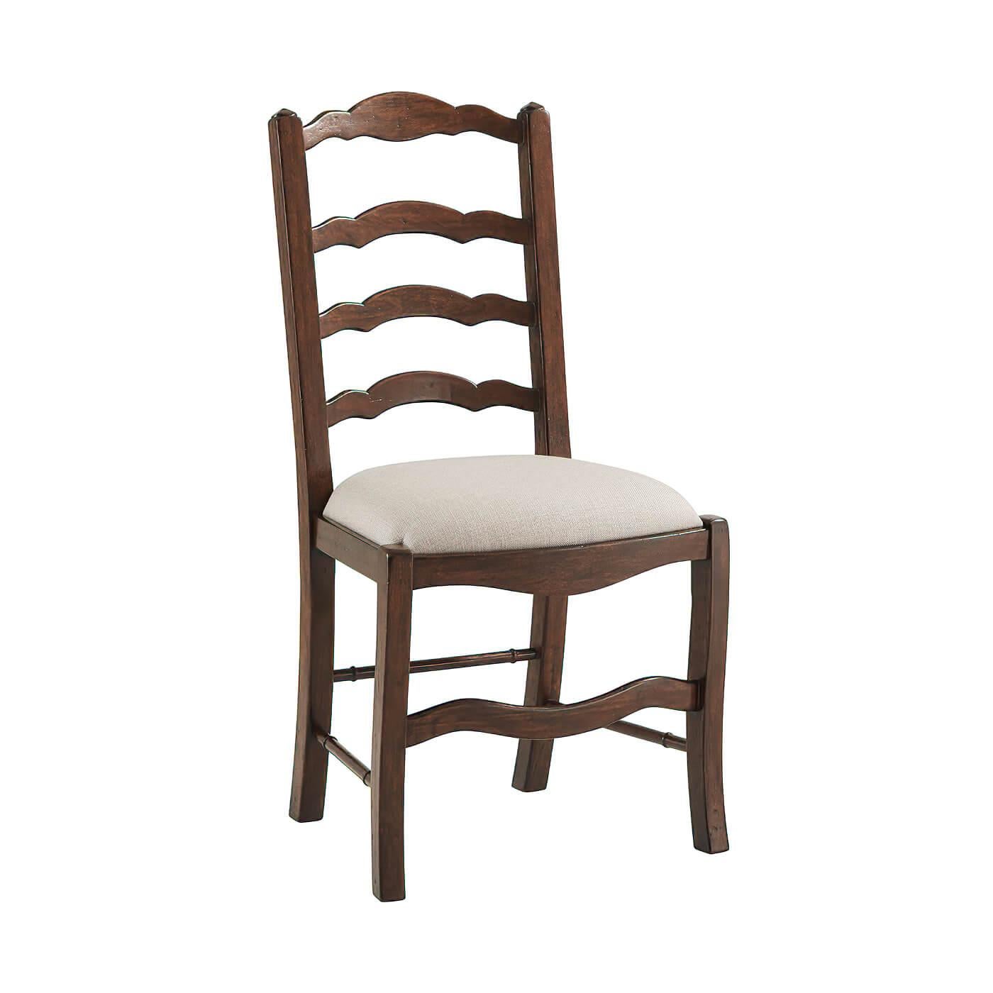 Country Antiqued Wood Dining Side Chair For Sale