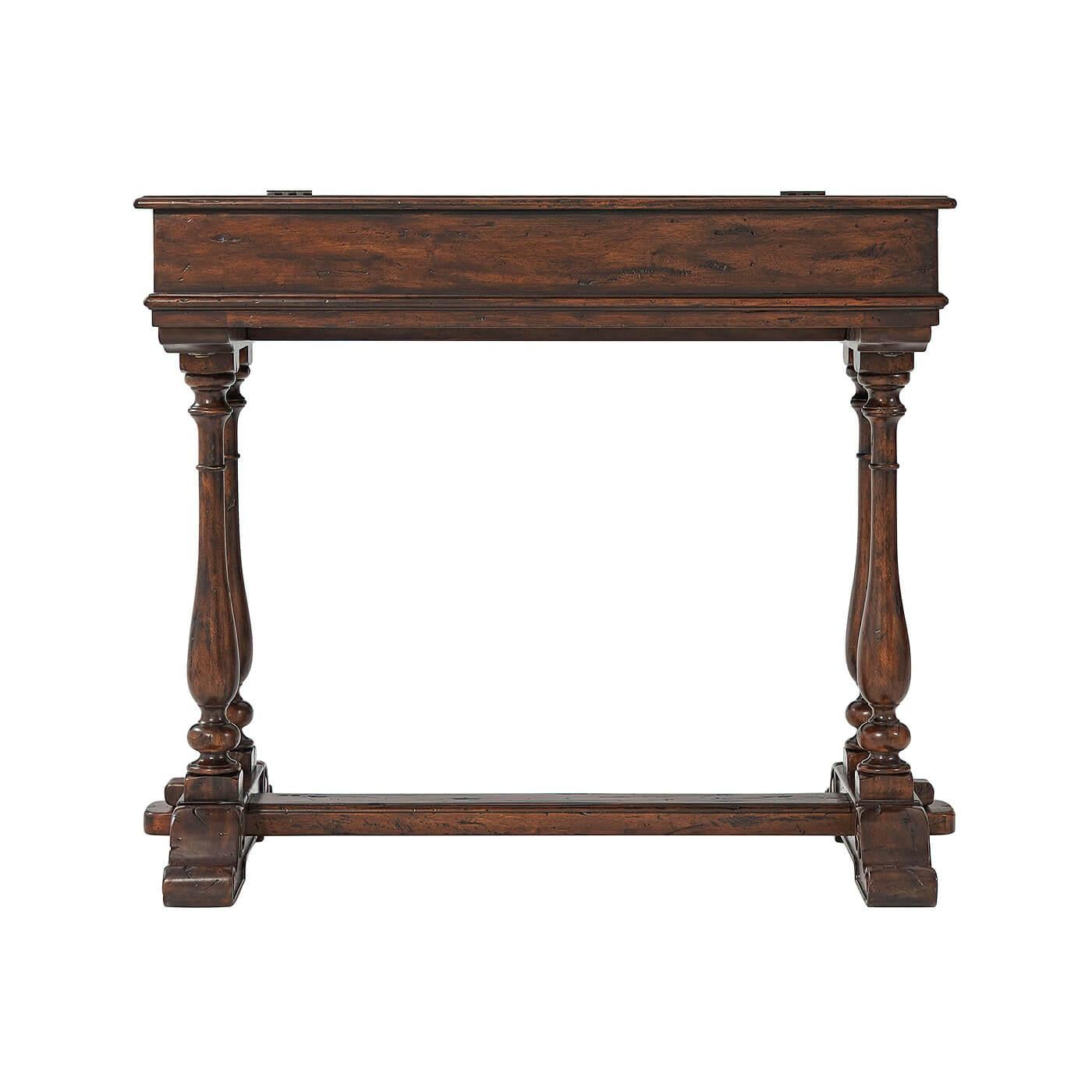 Contemporary Antiqued Wood Fold-Over Rustic Desk For Sale