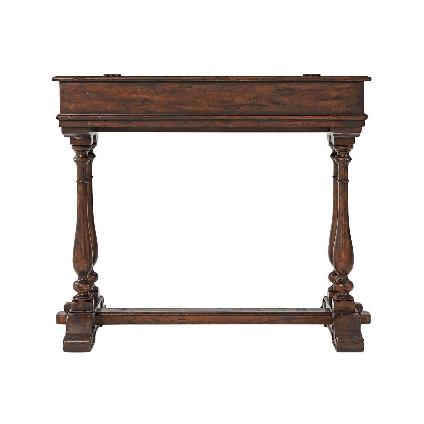 Contemporary Antiqued Wood Fold-Over Rustic Desk