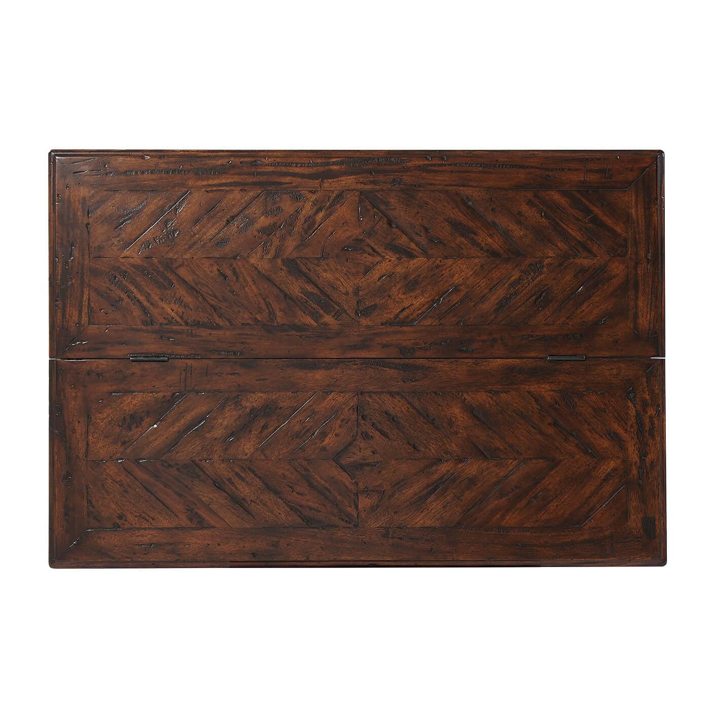Antiqued Wood Fold-Over Rustic Desk For Sale 1