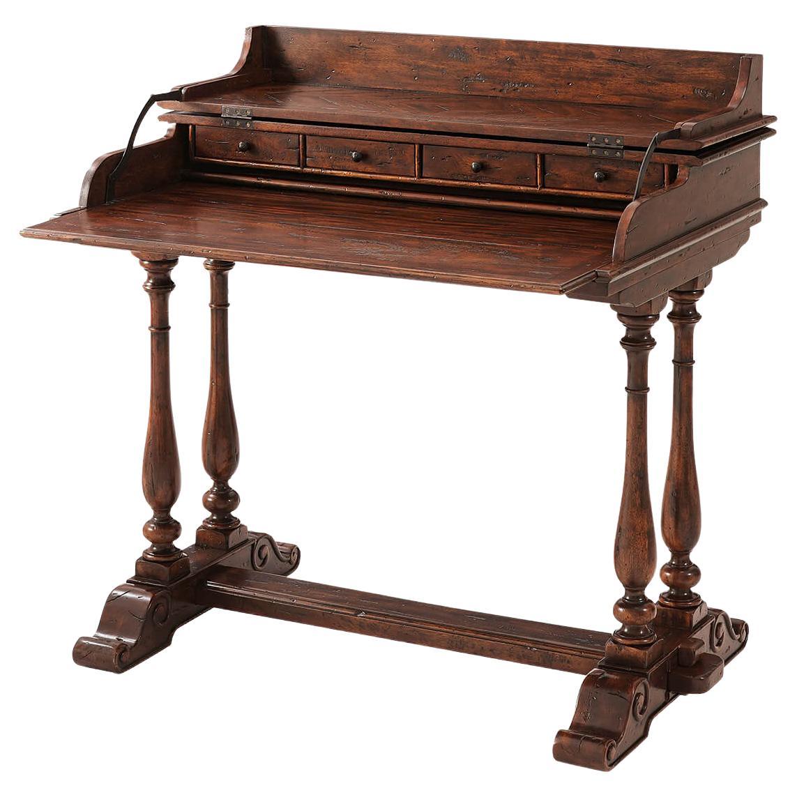Antiqued Wood Fold-Over Rustic Desk