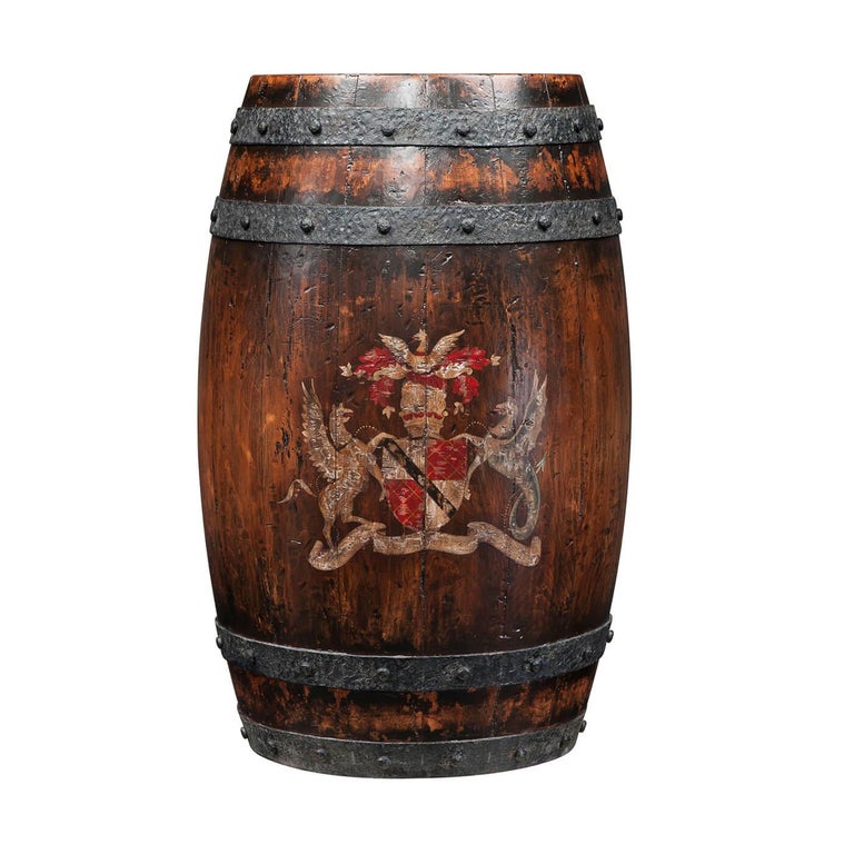 Antiqued Wooden Barrel Accent Table For Sale at 1stDibs