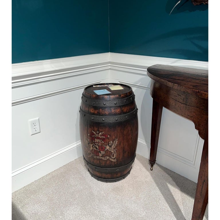 Antiqued Wooden Barrel Accent Table For Sale at 1stDibs
