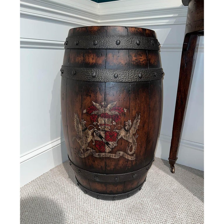 Antiqued Wooden Barrel Accent Table For Sale at 1stDibs