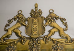Antiquee English Brass Coat of Arms Wall Tree, circa 1860