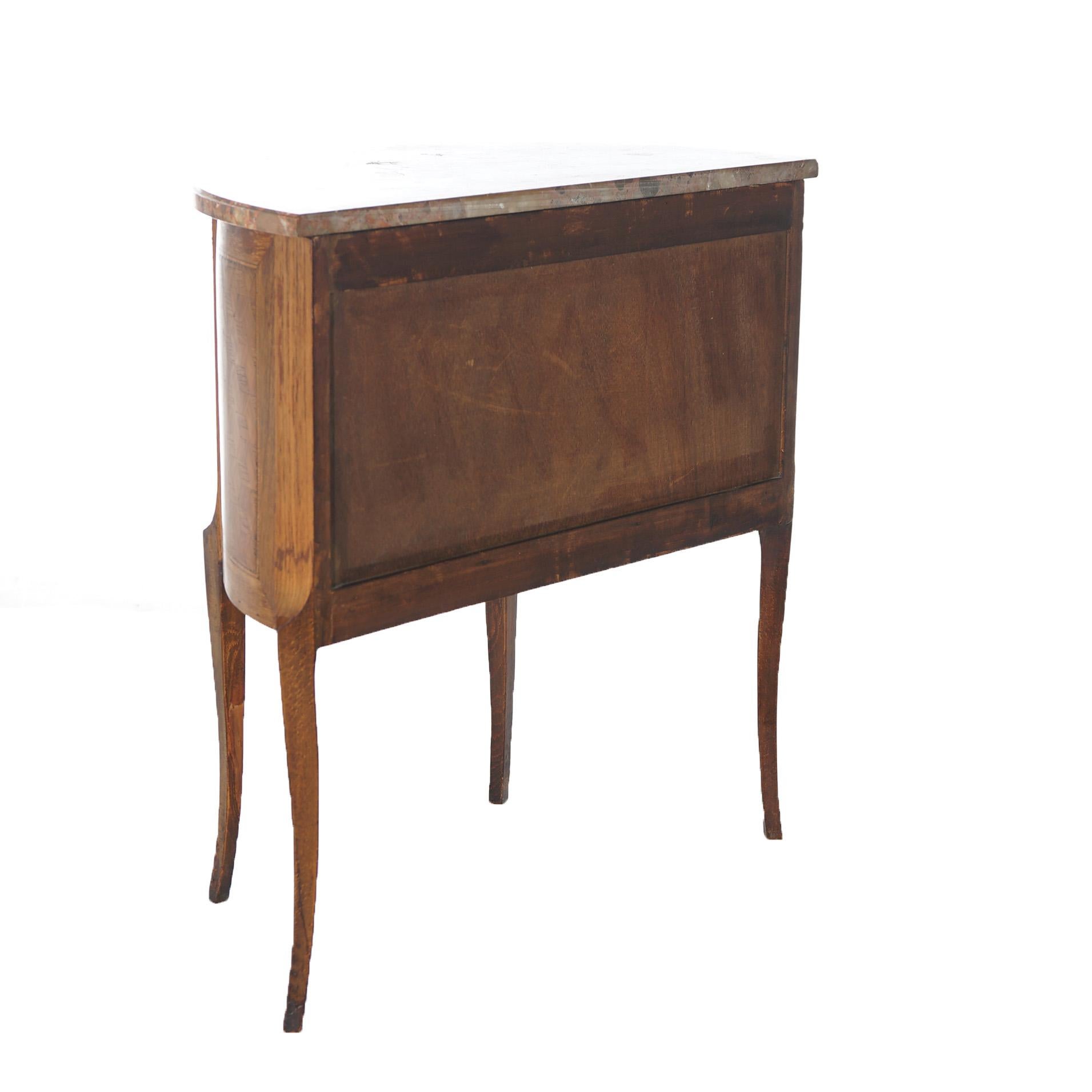 AntiqueFrench Demilune Kingwood, Satinwood & Spécimen Marble Side Table c1920 For Sale 2