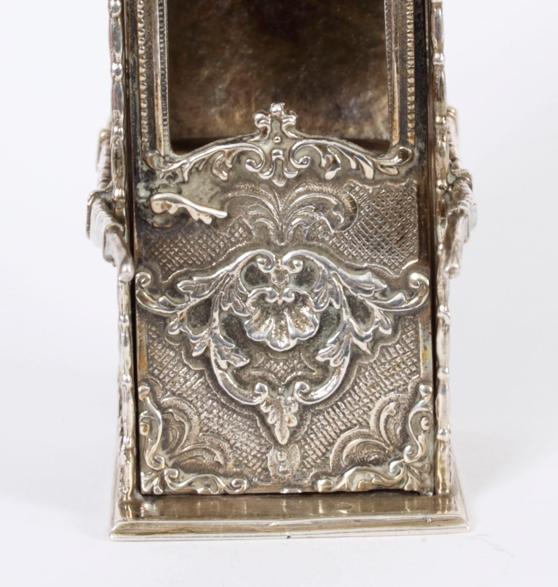 AntiqueFrench Silver Miniature Sedan Chair 19th Century For Sale 5