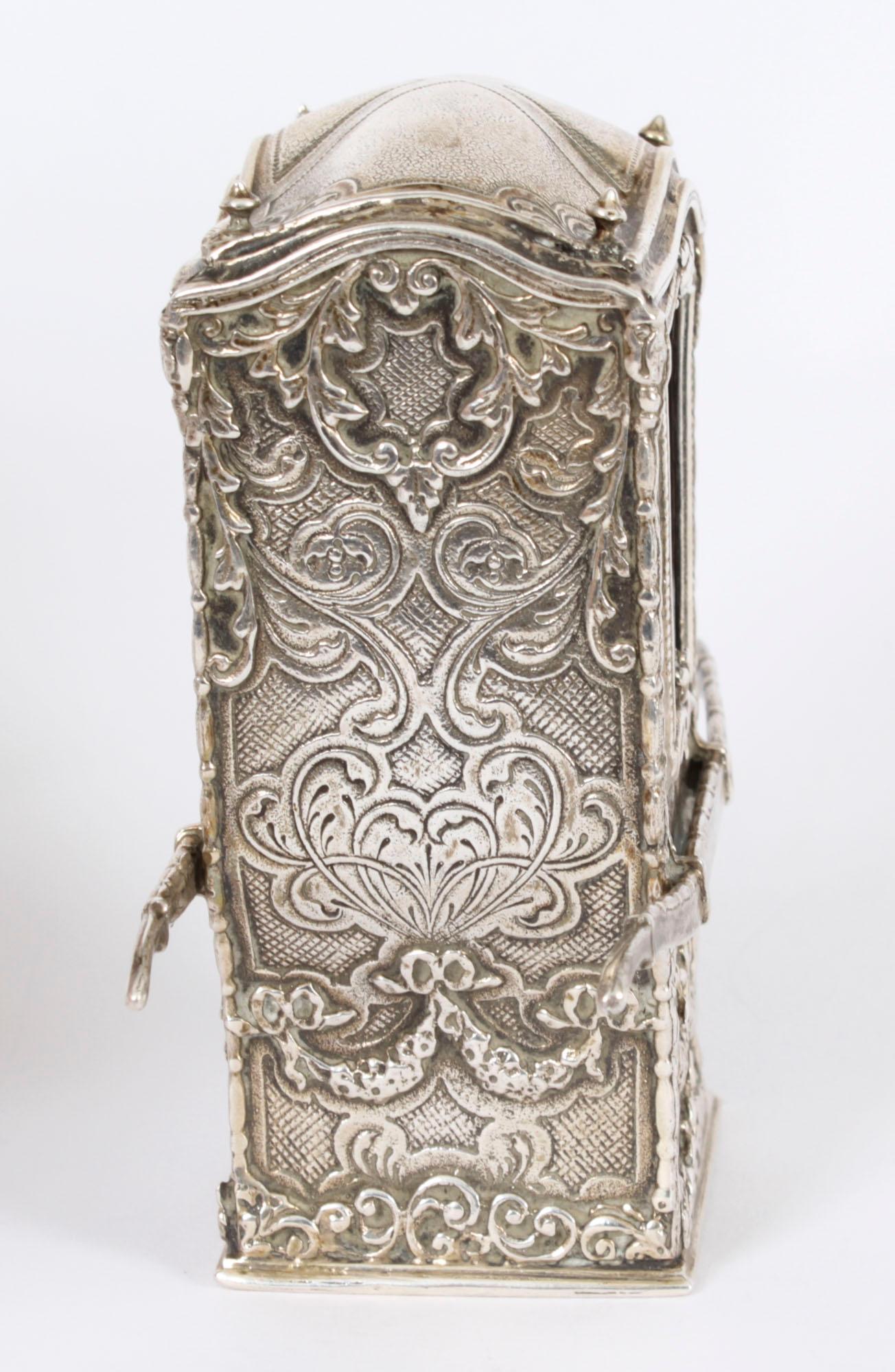 AntiqueFrench Silver Miniature Sedan Chair 19th Century For Sale 8