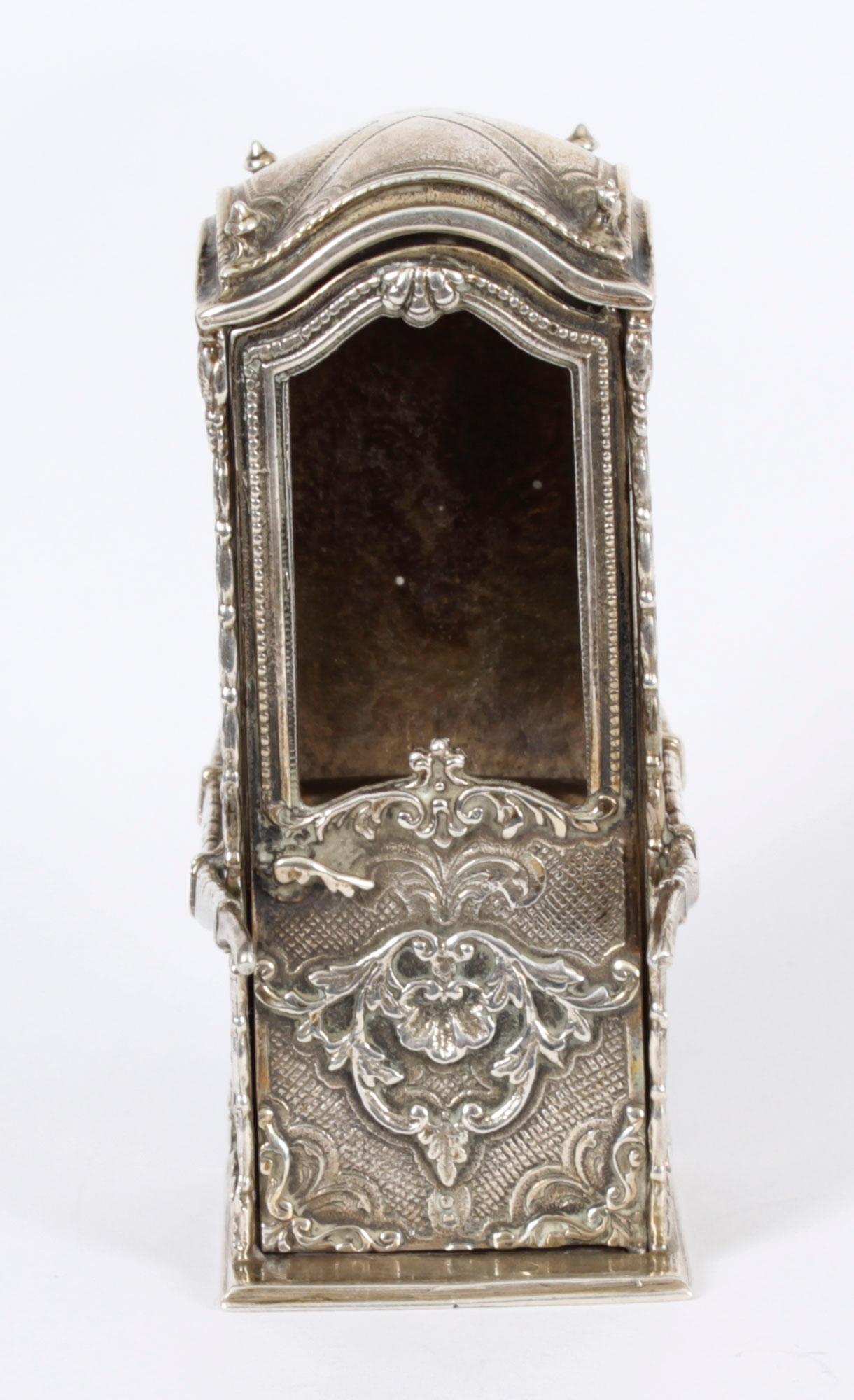 AntiqueFrench Silver Miniature Sedan Chair 19th Century For Sale 2