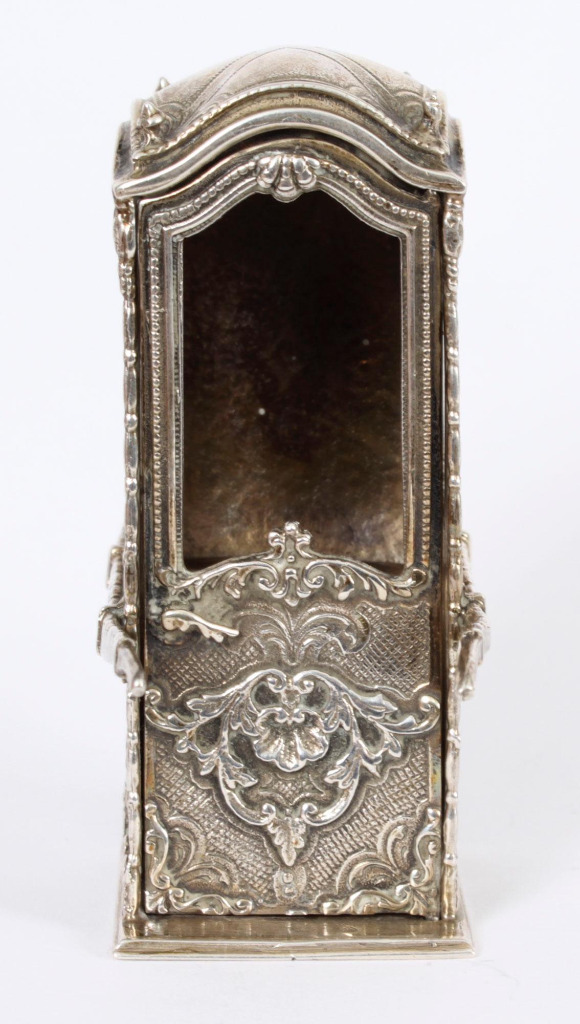 AntiqueFrench Silver Miniature Sedan Chair 19th Century For Sale 4