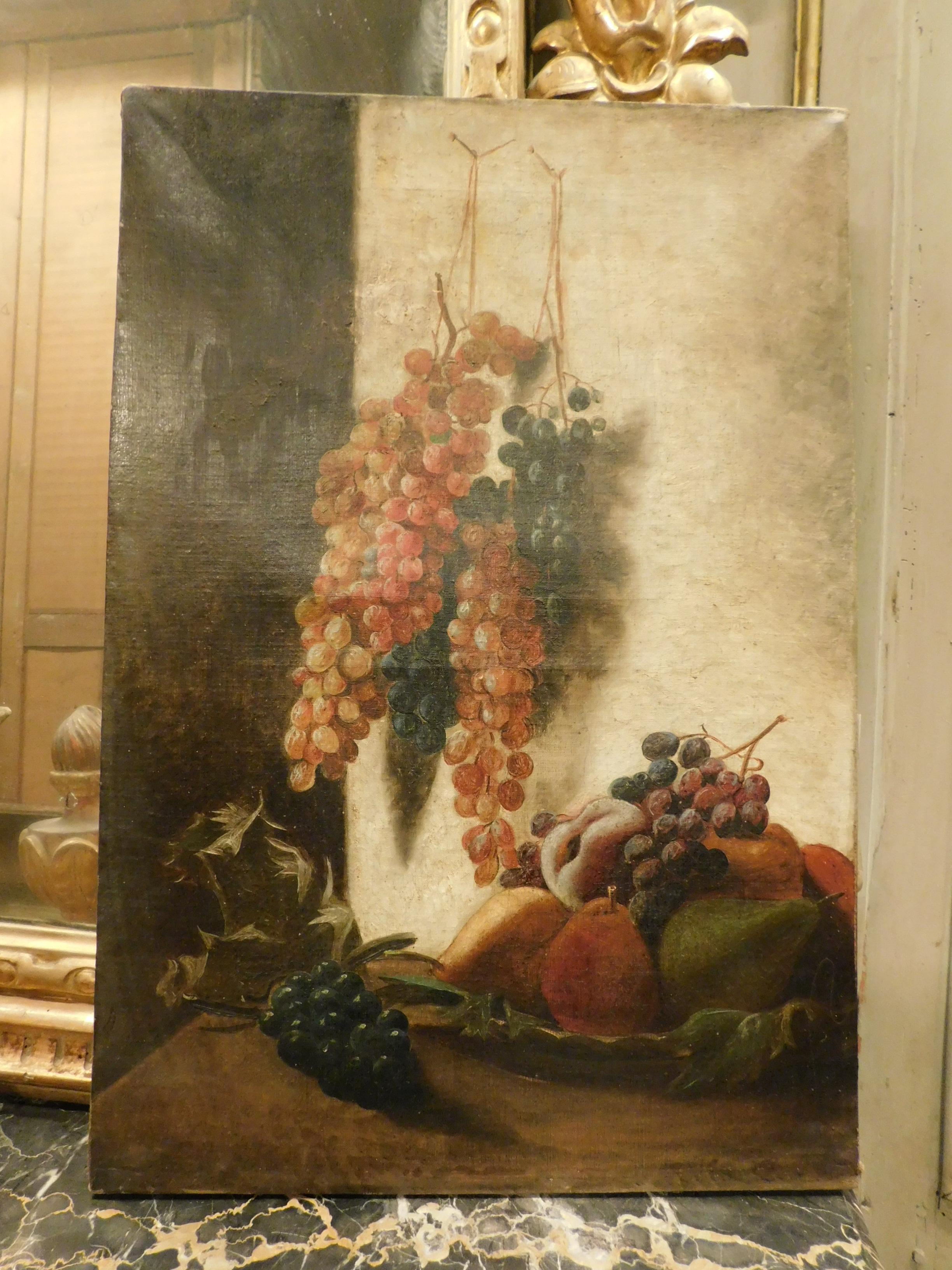 Italian Antiqueo Painting Oil on Canvas, Still Life, 19th Century Italy