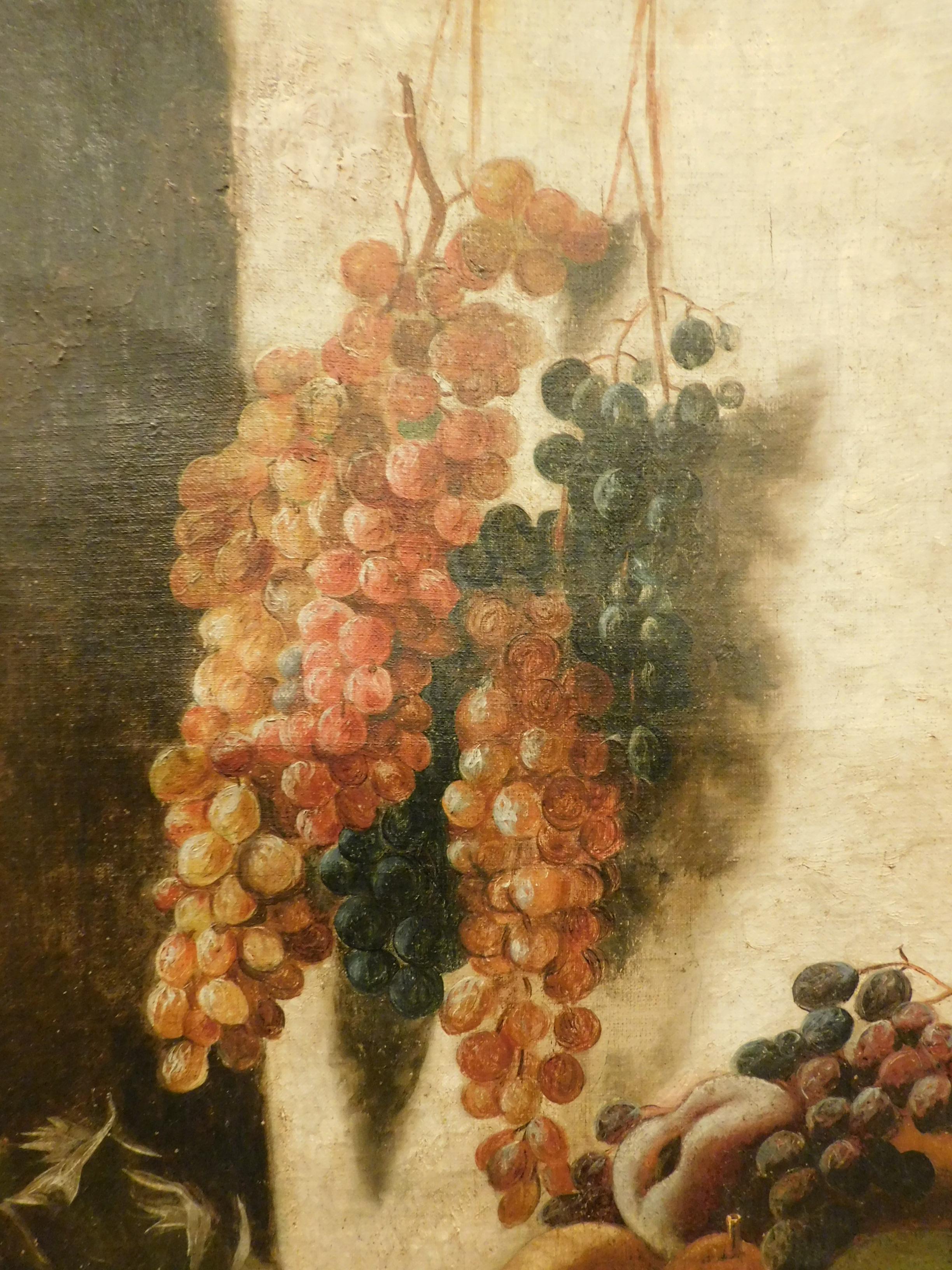 Hand-Painted Antiqueo Painting Oil on Canvas, Still Life, 19th Century Italy