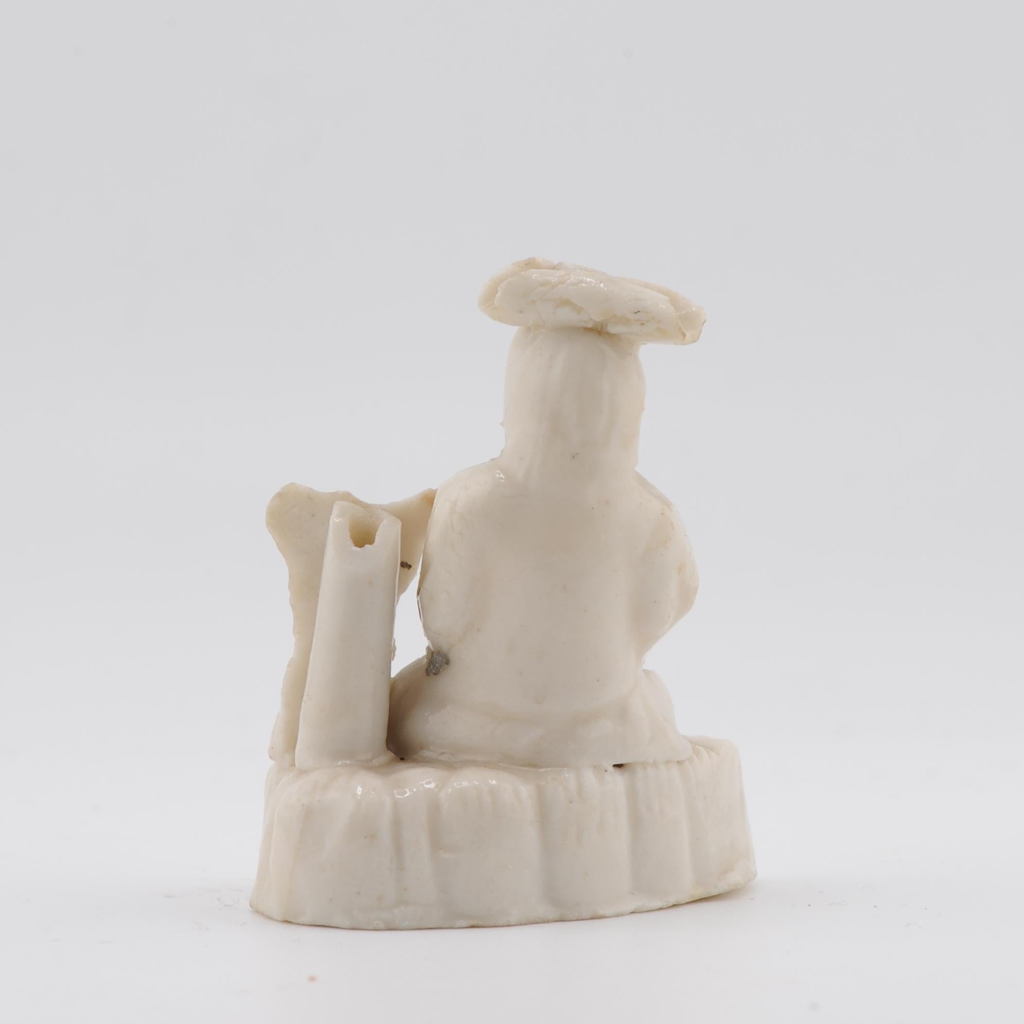 Ming Antiquities 17th C Dehua Blanc de Chine Whistles European figure and Cat Dutchman en vente