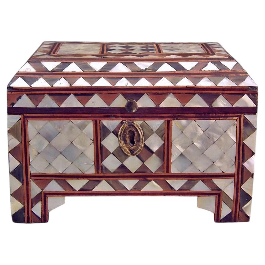 Antiques 18th century Turkish Ottoman Islamic Mother Of Pearl Inlaid Chest