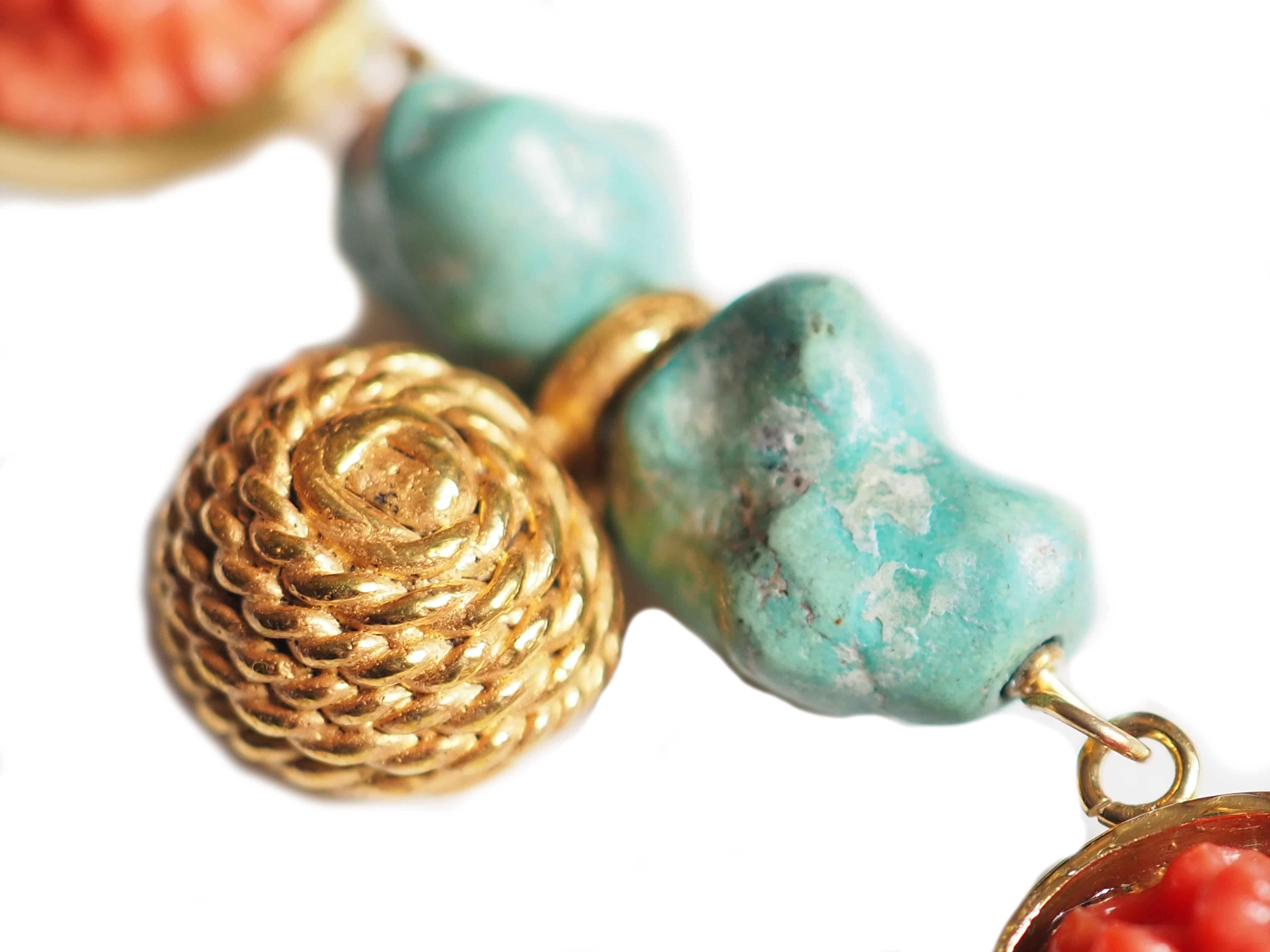 Women's or Men's Antiques Bakelite Turquoise Bronze Enamel Necklace For Sale