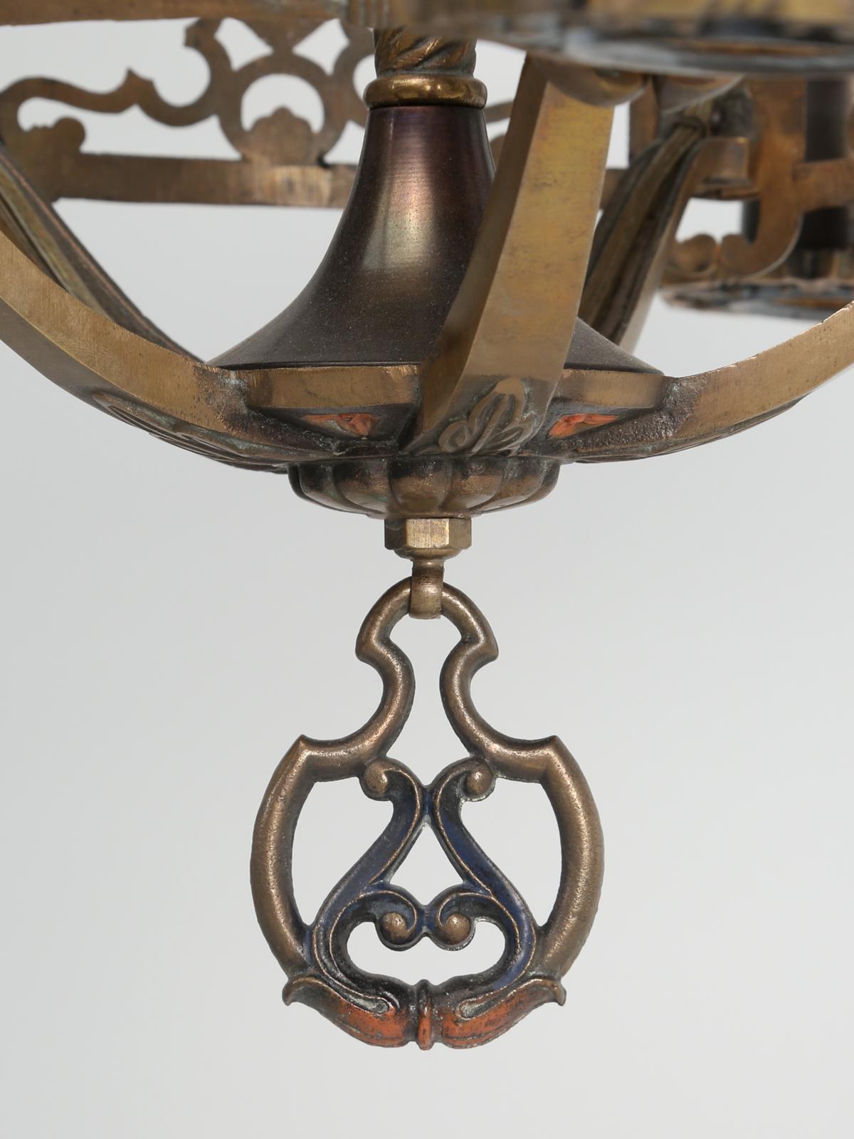 Antiques Brass Chandelier in the Arts & Craft Style 3