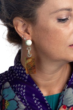 Antiques Chinese Jade 18 Karat Gold Earrings