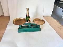 Antiquitäten französisch Maßstab Frankreich 19. Schmiedeeisen und Messing Grün und Gold Farben