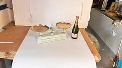 Antiques french Scale France 20th Wrought Iron and Brass Green and Gold Colors