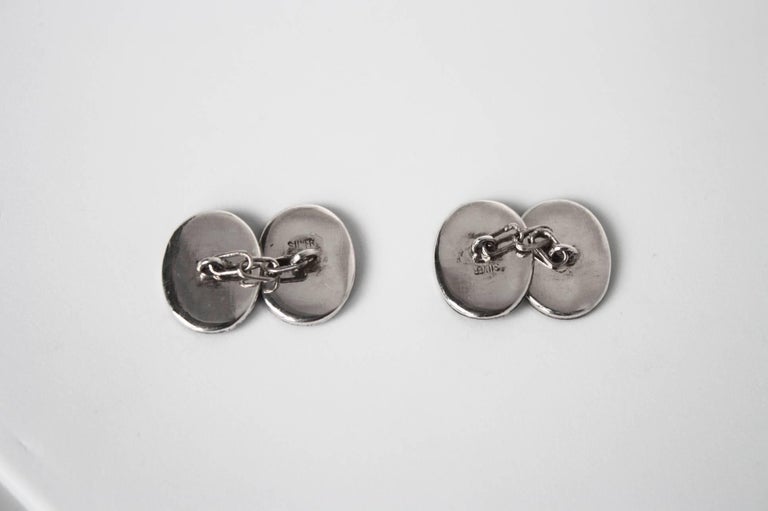 Women's or Men's Antiques Japanies Lacquer 18 Karat Gold and Silver Cufflinks For Sale