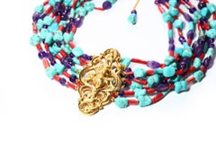 Antiques Liberty Turquoise Coral Gold Necklace