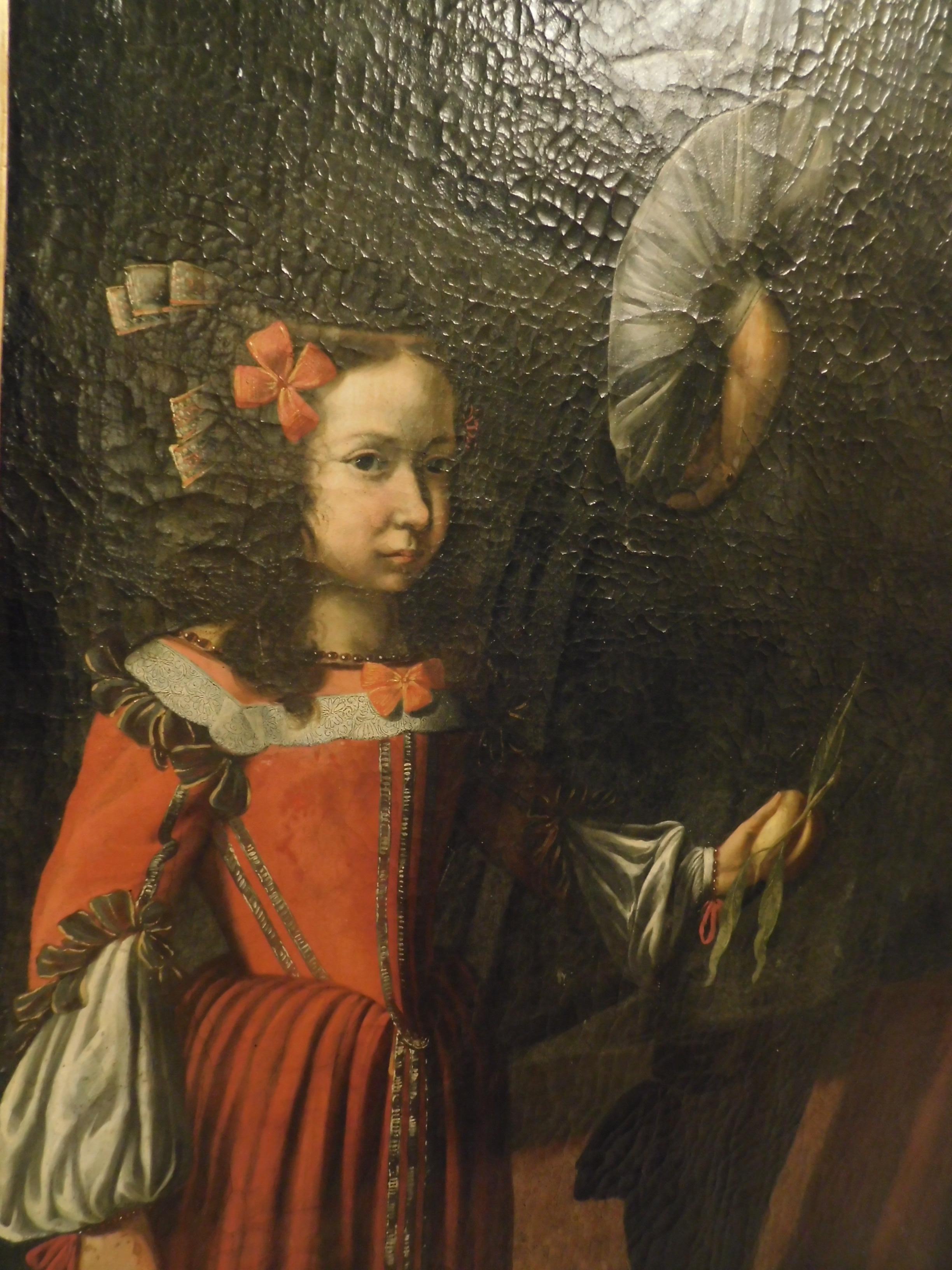 Antiques Paintings Oil Canvas, Rare Portraits of the Cigalini Family Italy, 1600 In Good Condition In Cuneo, Italy (CN)