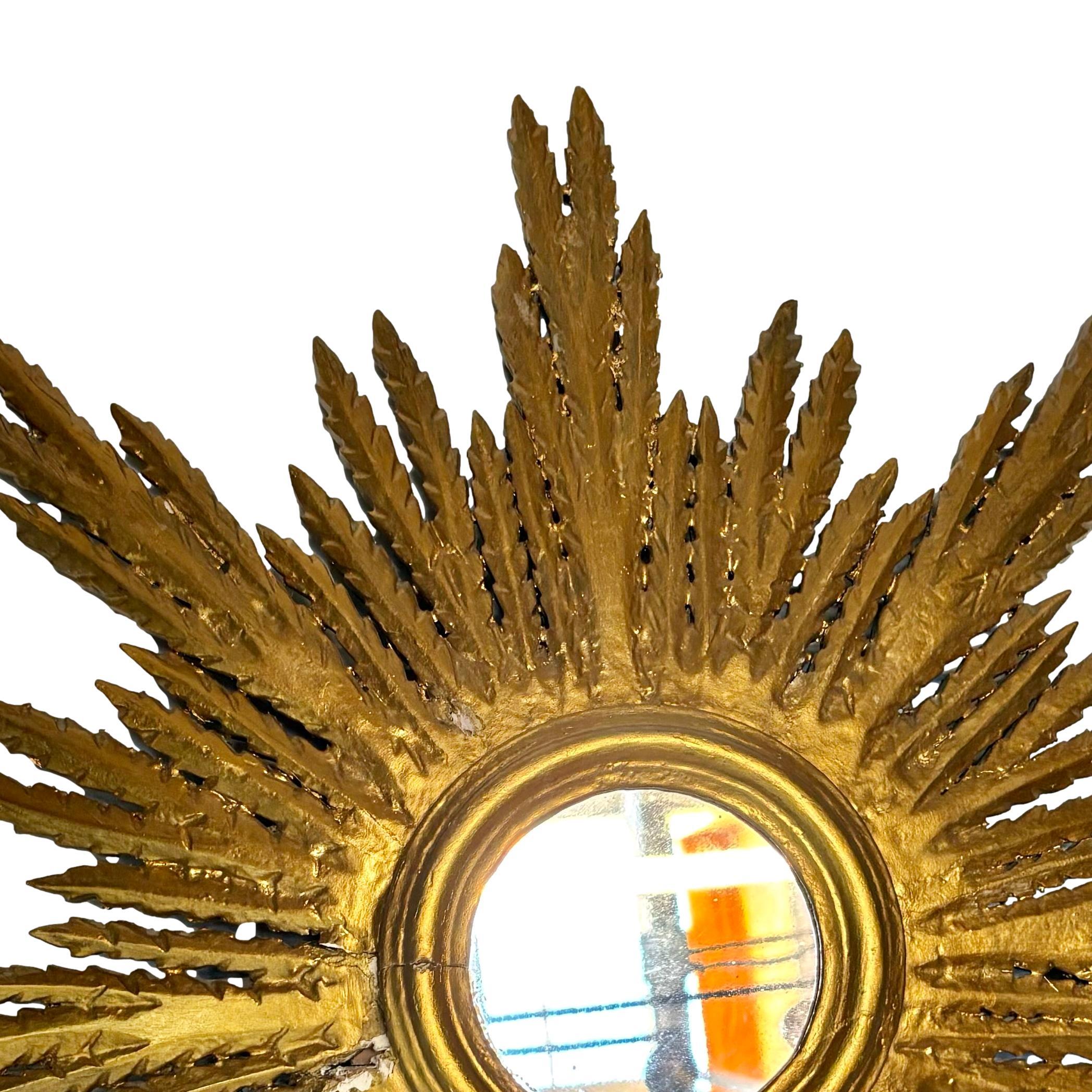 Antiques Spanish Sunburst Mirror In Good Condition For Sale In New York, NY