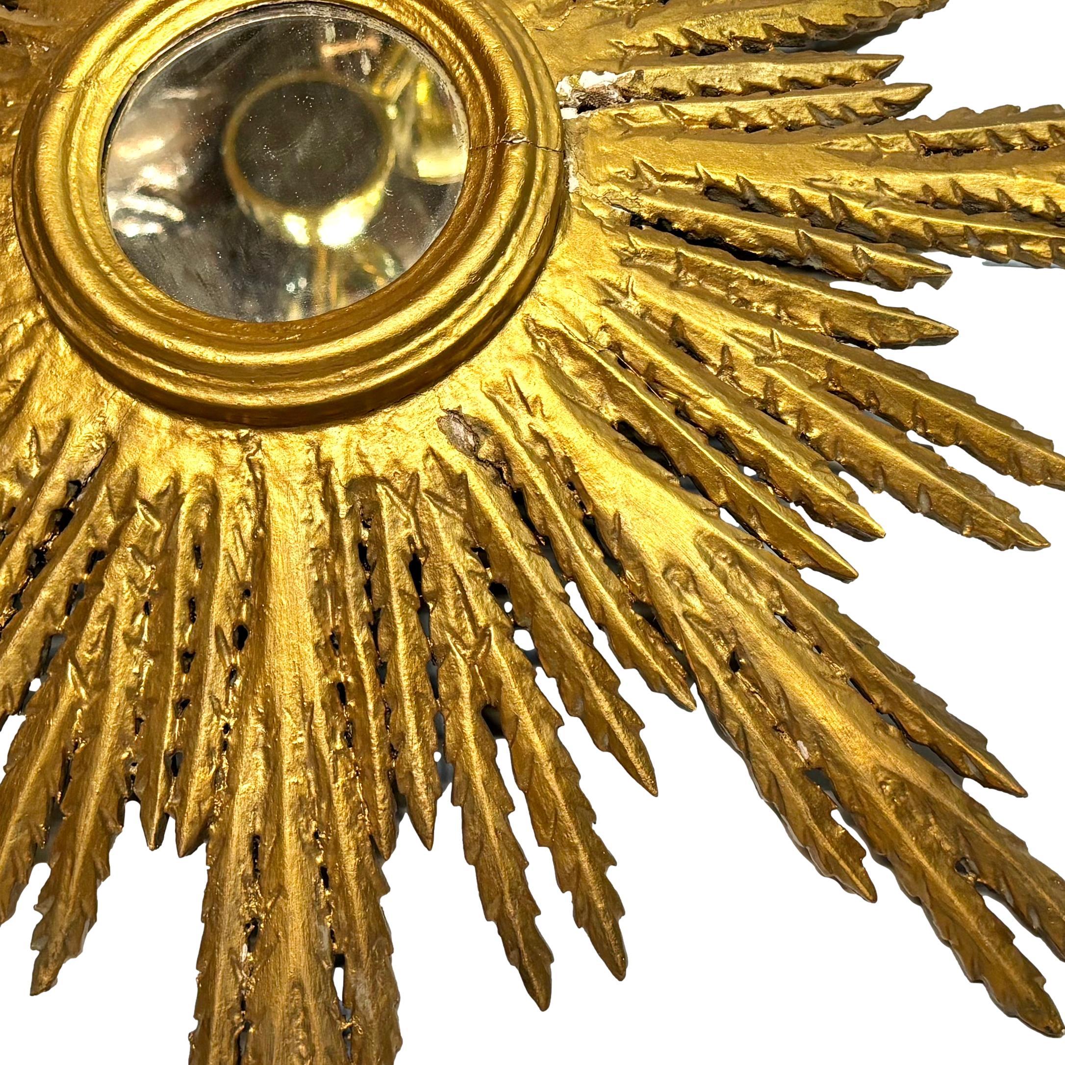 Early 20th Century Antiques Spanish Sunburst Mirror For Sale