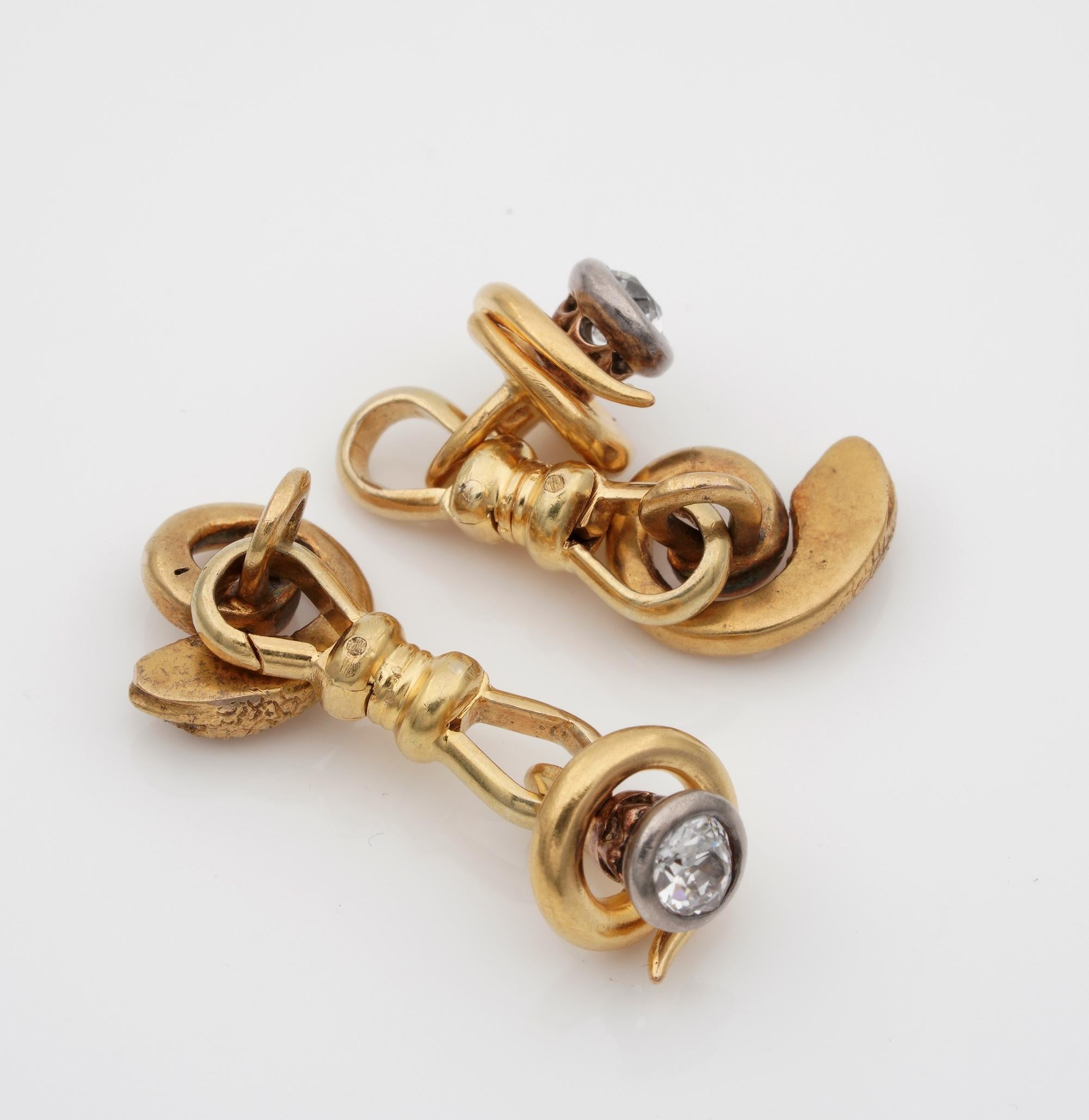 Antiques Victorian Rare Snake Cuff Links For Sale 2