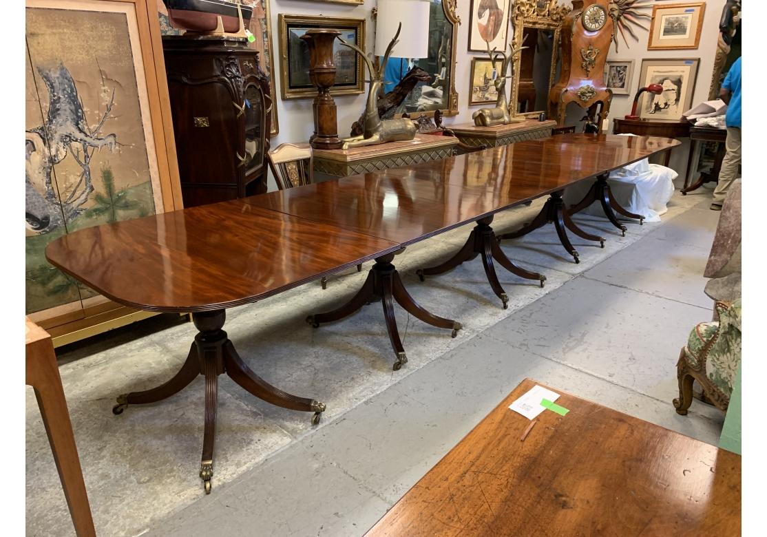 AntiqueSolid Mahagoni Regency Style 5 Pedestal Esszimmer Tisch für Restoratio (19. Jahrhundert) im Angebot