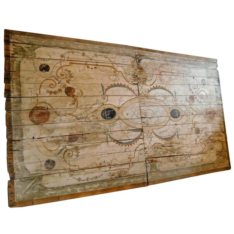 Antiquet Hand-Painted Plank Ceiling, Grotesque '700, Sicily, Italy