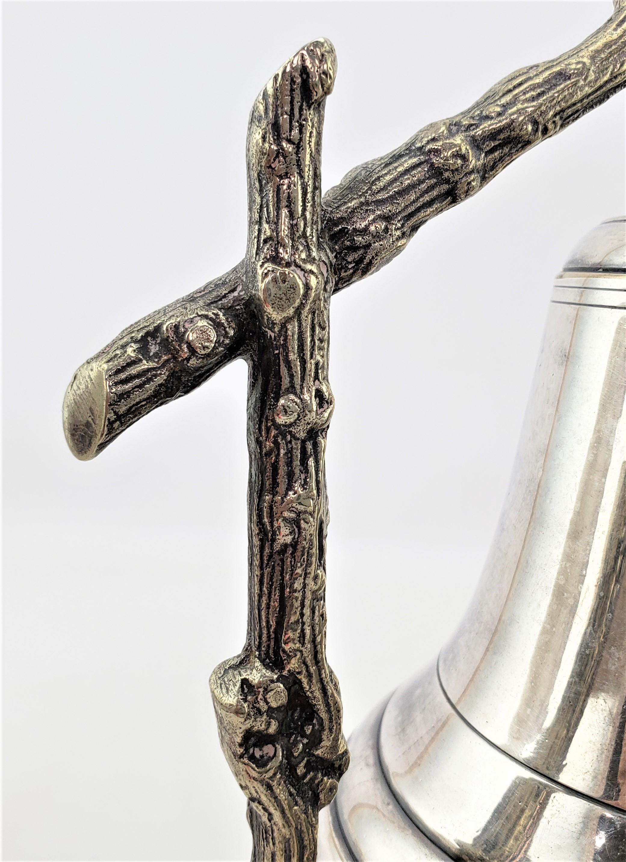 Antike versilberte Tafelglocke oder Gong mit figürlichem Zweig- und Zweig-Motiv im Angebot 3
