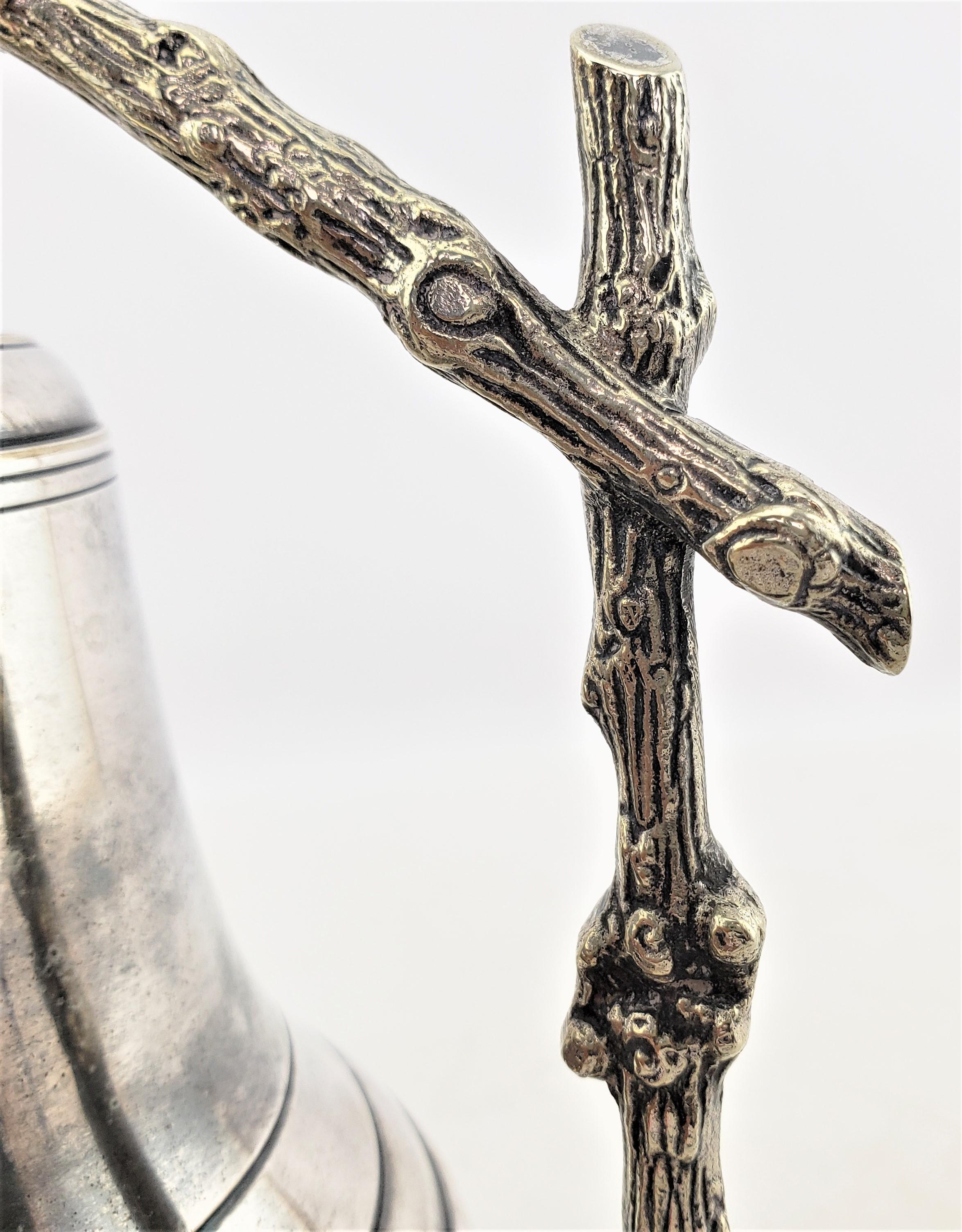 Antike versilberte Tafelglocke oder Gong mit figürlichem Zweig- und Zweig-Motiv im Angebot 4
