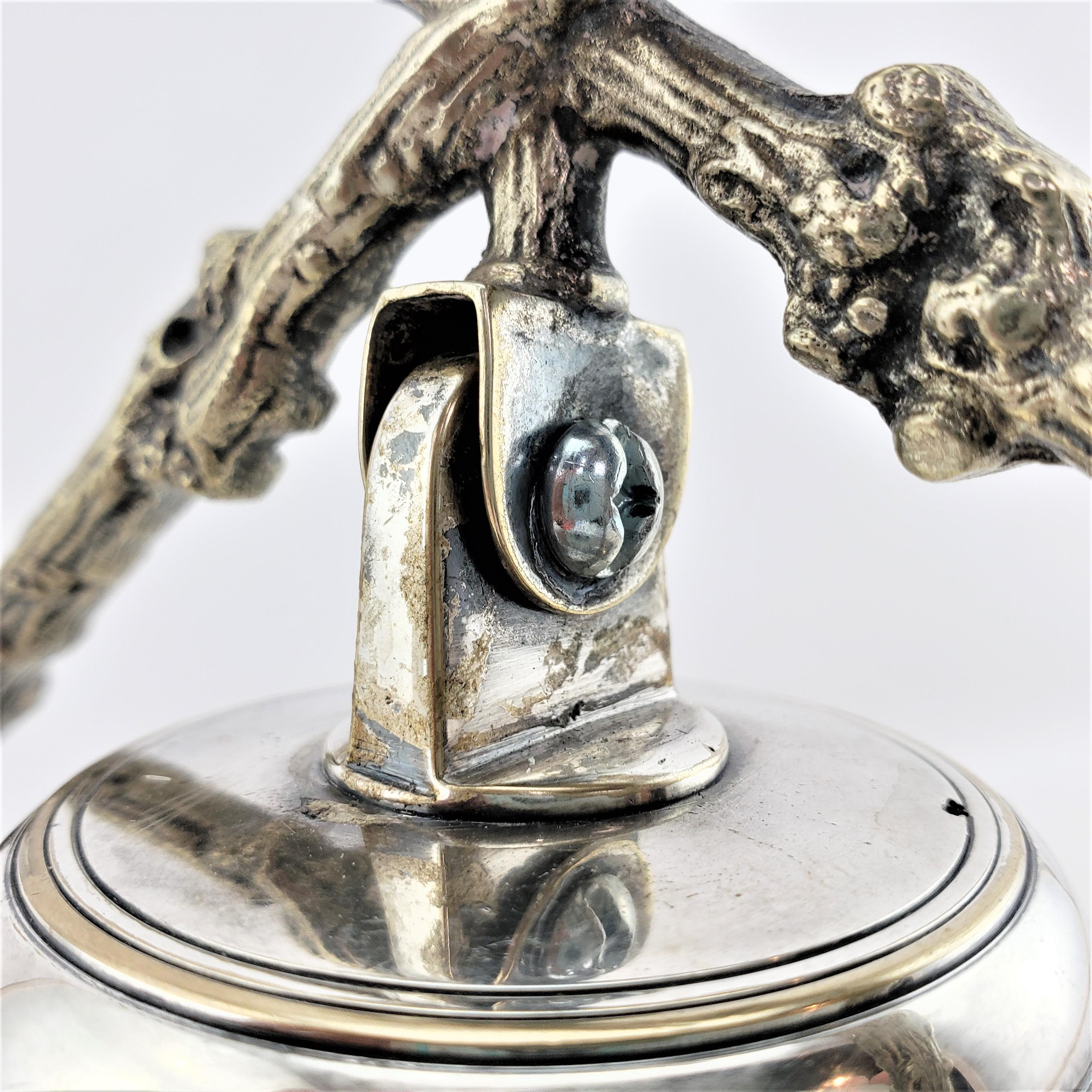 Antique Silver Plated Dinner Bell or Gong with Figural Twig & Branch Motif For Sale 3
