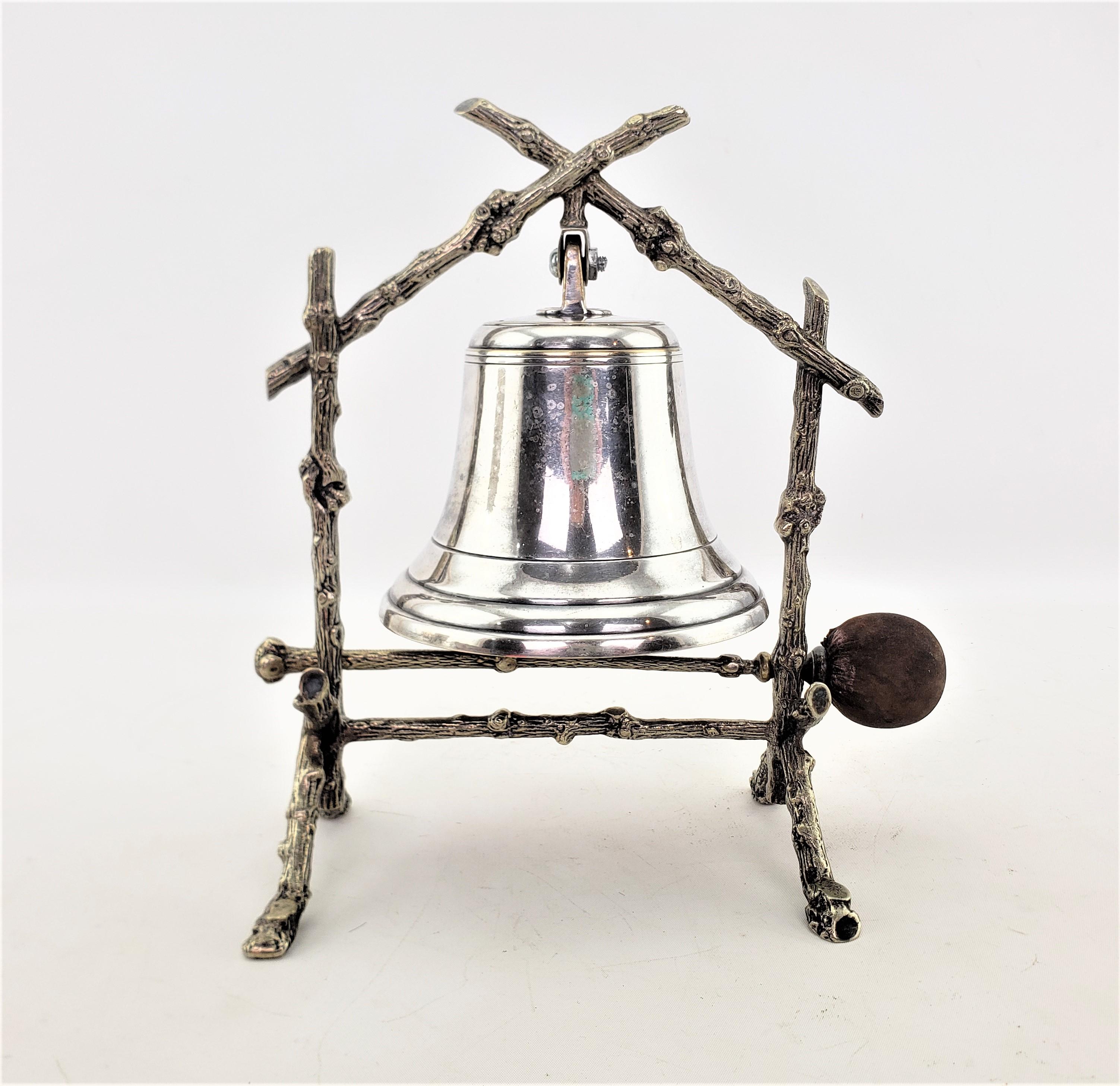 Edwardian Antique Silver Plated Dinner Bell or Gong with Figural Twig & Branch Motif For Sale