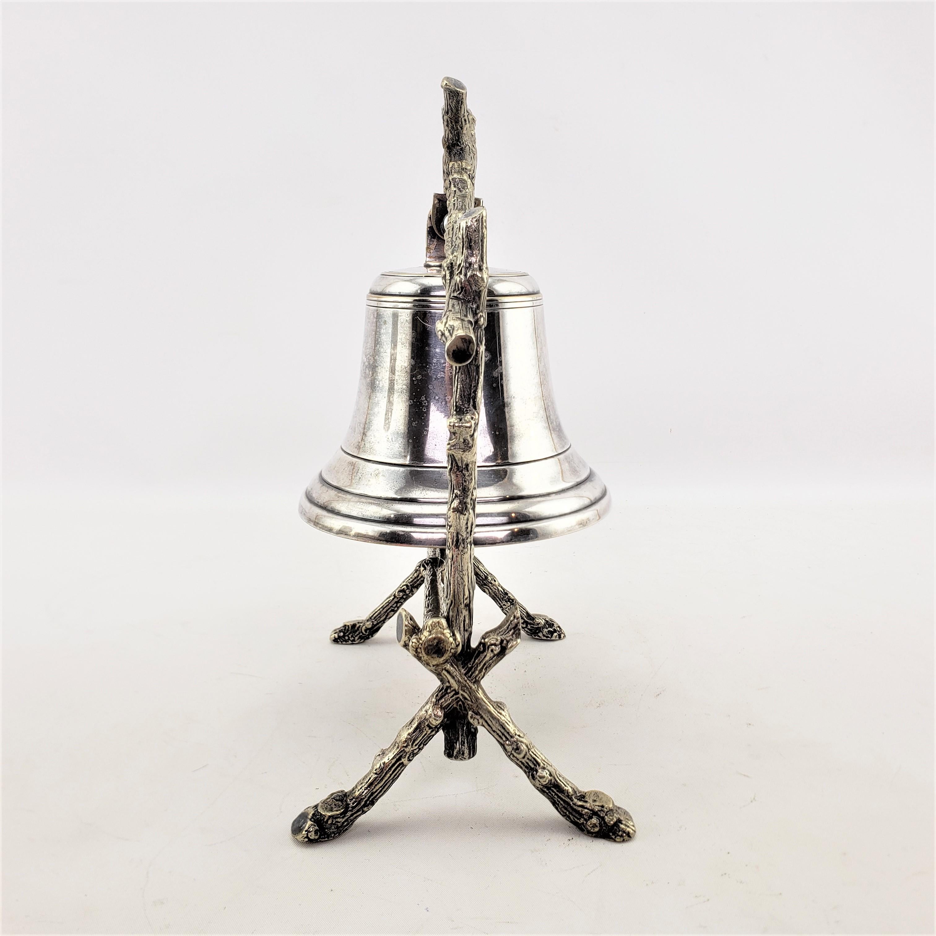 English Antique Silver Plated Dinner Bell or Gong with Figural Twig & Branch Motif For Sale
