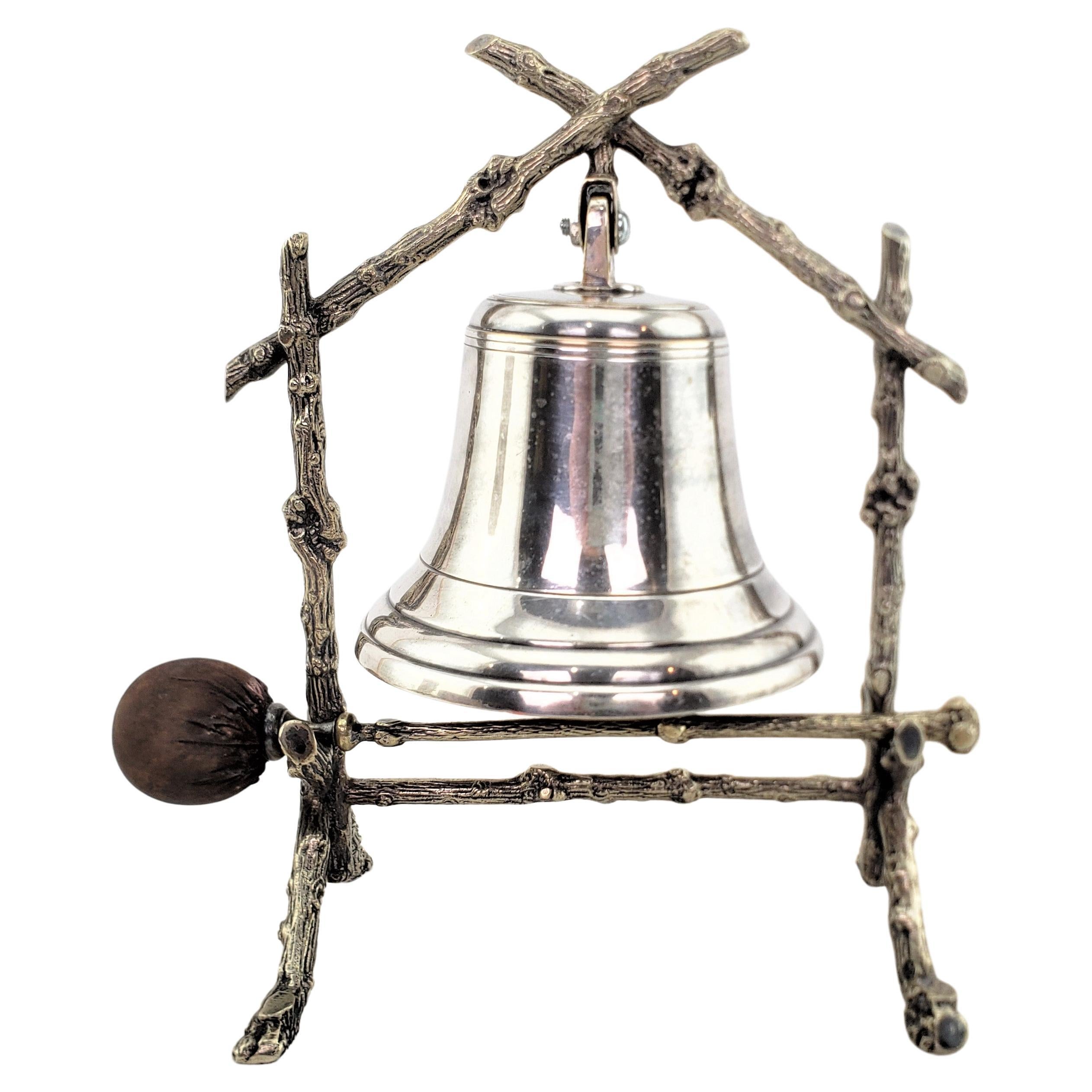 Antique Silver Plated Dinner Bell or Gong with Figural Twig & Branch Motif For Sale