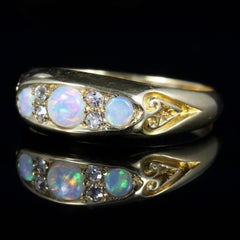 Antique Victorian Opal Diamond Ring Dated 1890