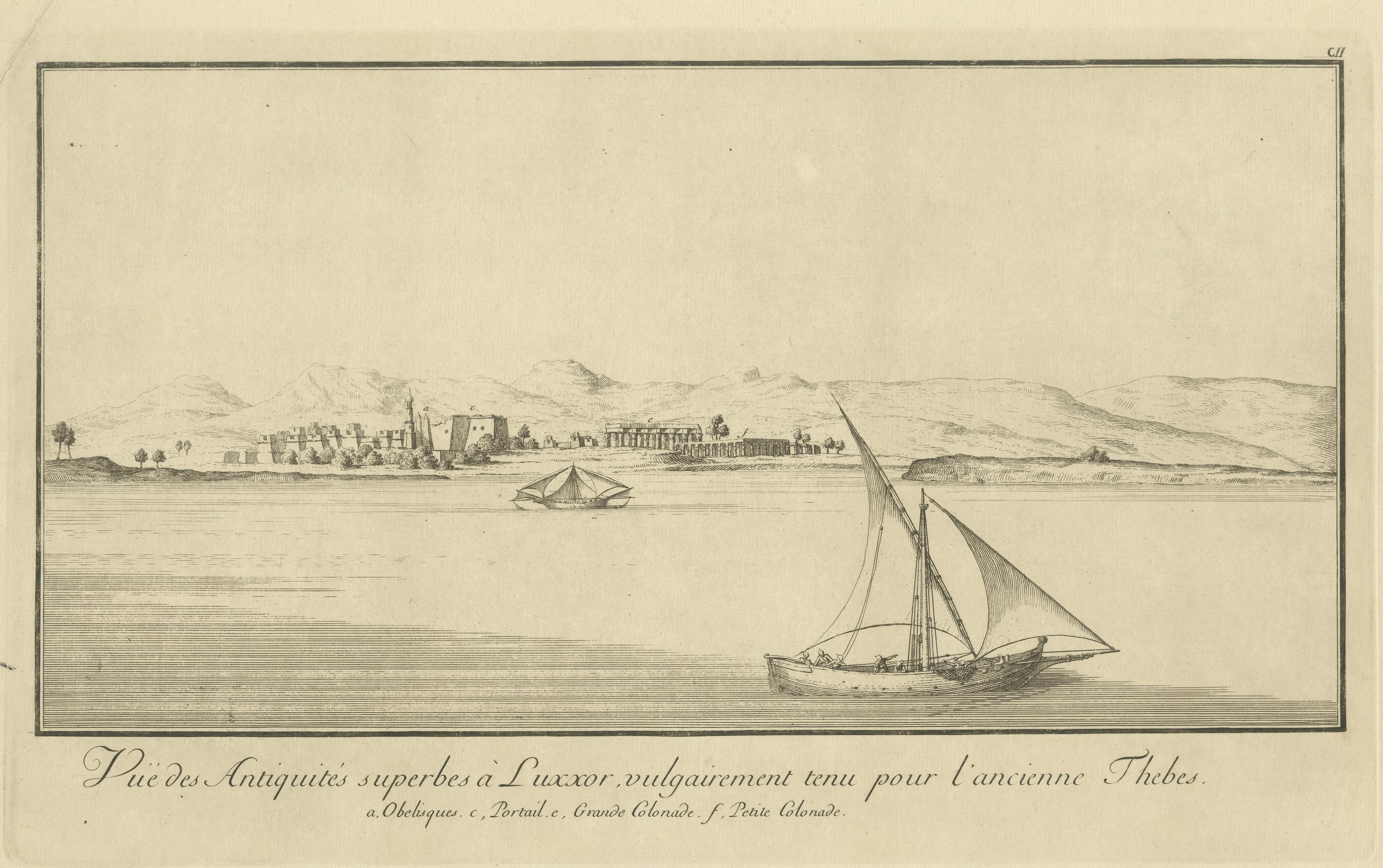 Antiquities of Luxor (Ancient Thebes), Norden Egypt Engraving, 1755