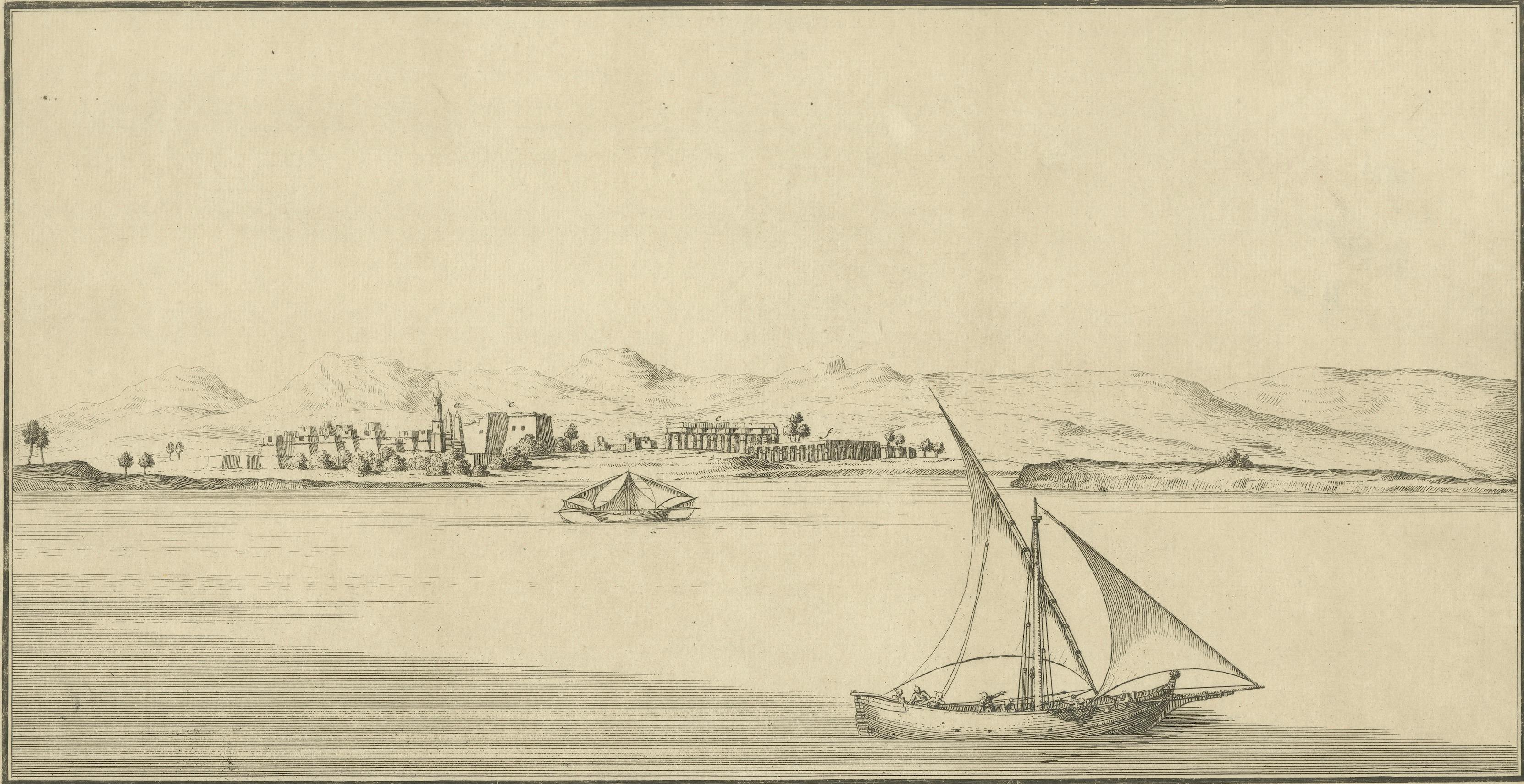 Antiquities of Luxor (Ancient Thebes), Norden Egypt Engraving, 1755