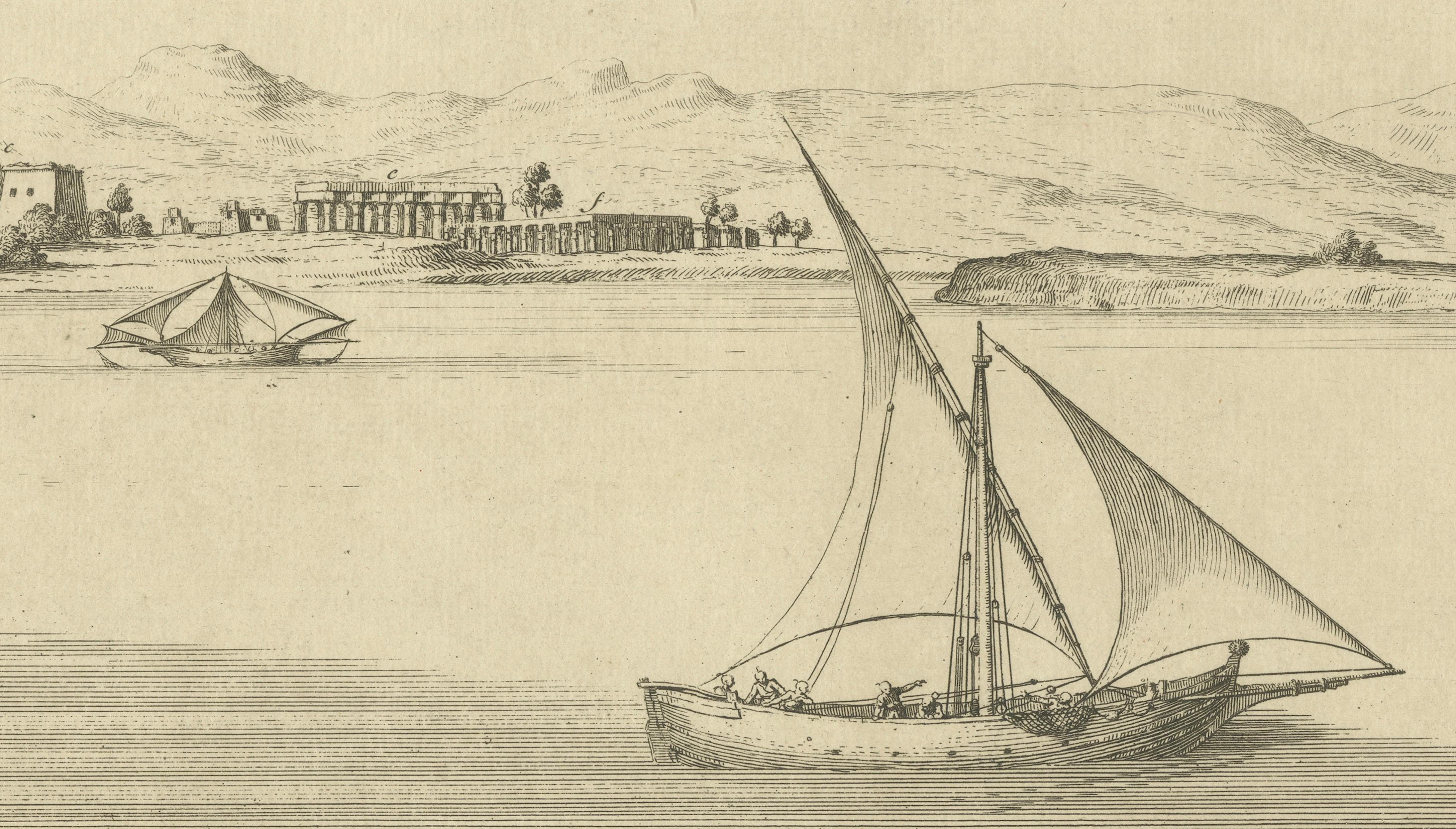 Antiquities of Luxor (Ancient Thebes), Norden Egypt Engraving, 1755