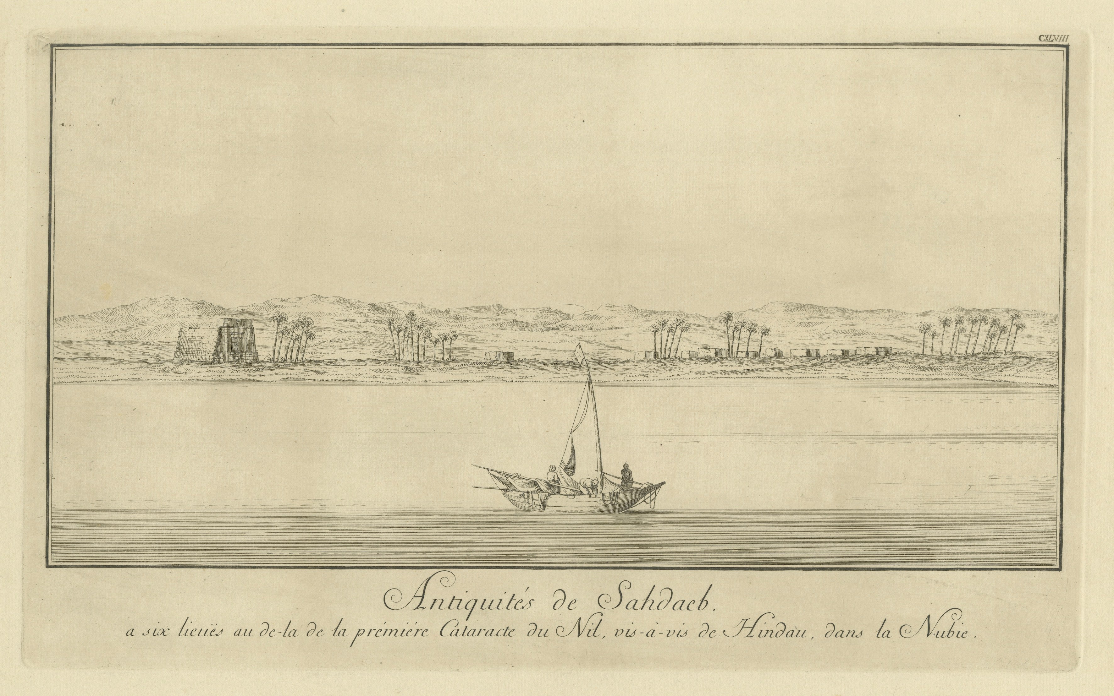 Antiquities of Sahdaab near the First Cataract – Egypt Engraving, c.1755