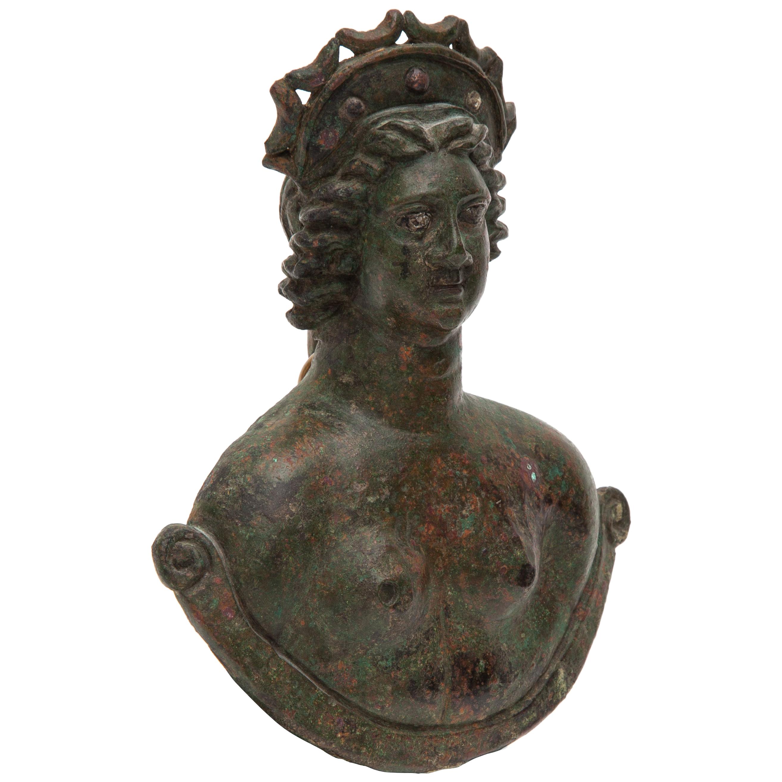 Antiquity of Roman Large Bust-Weight of Venus with Silver Inlaid Eyes, Germany For Sale