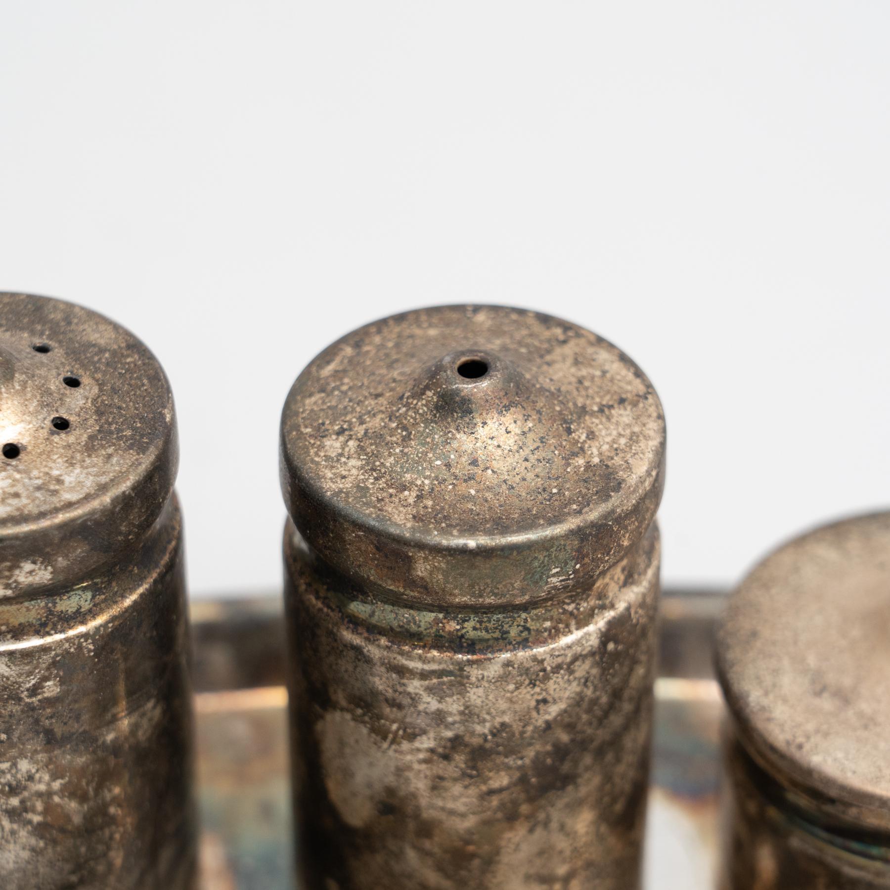 Antiqure Catalan Metal Cruet Set, circa 1940 For Sale 5