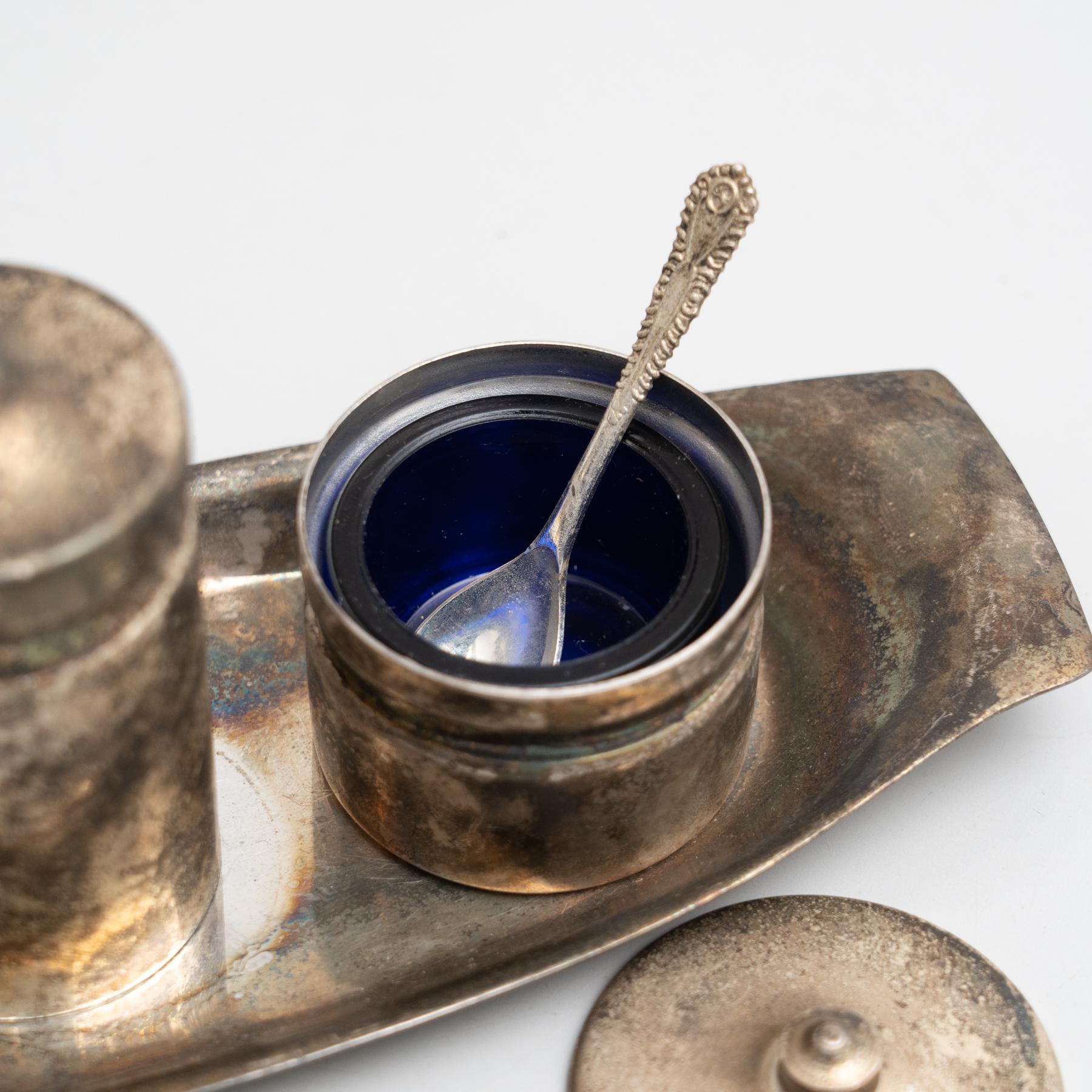 Antiqure Catalan Metal Cruet Set, circa 1940 For Sale 7