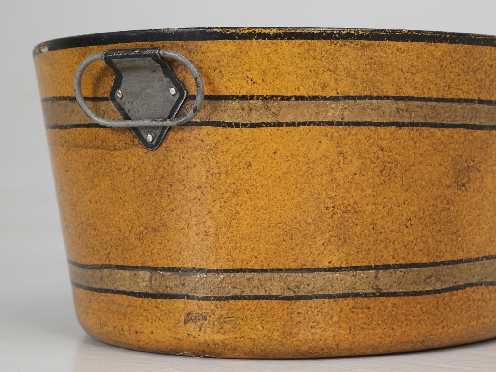 Composition Antique French Paper-Mâché Bucket in a Beautiful Ochre Color, 1stdibs New York For Sale