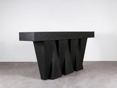 Contemporay Black Plywood Console, Rectangular Top by Lucas Tyra Morten