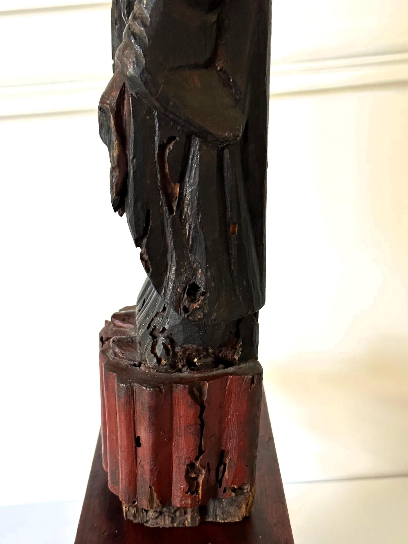 Antique Japanese Carved Village Buddha Enku Style For Sale 7