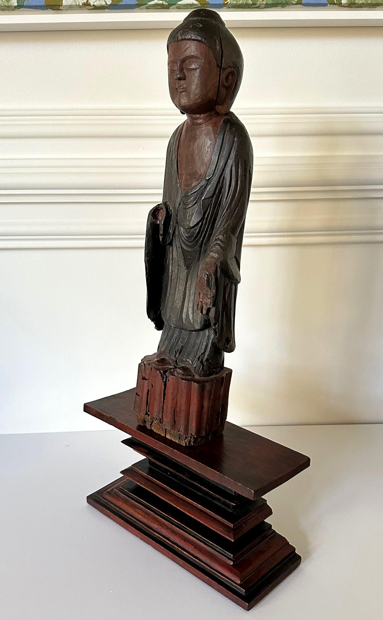Edo Ancien Bouddha japonais sculpté de style Enku en vente