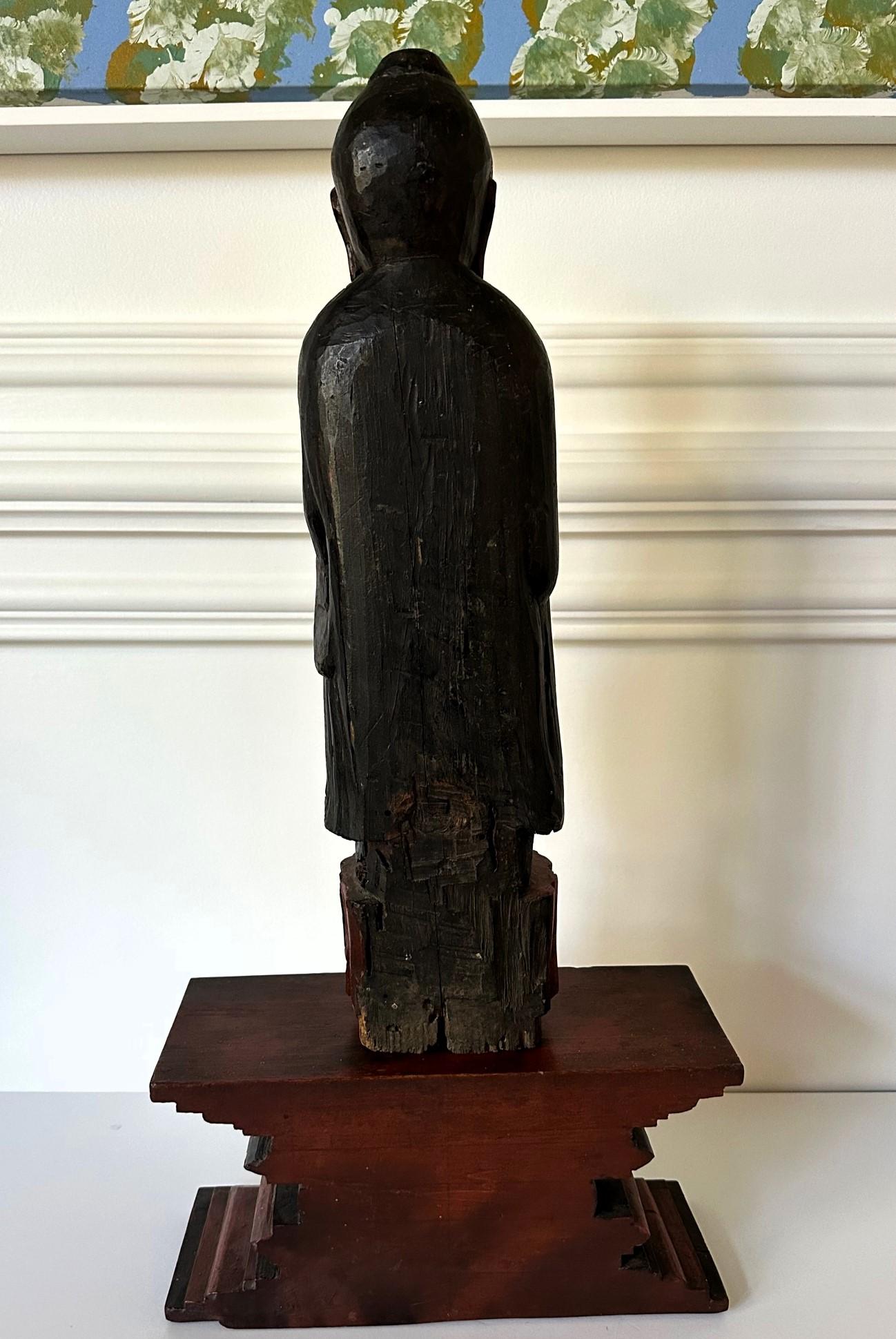 18th Century and Earlier Antique Japanese Carved Village Buddha Enku Style For Sale
